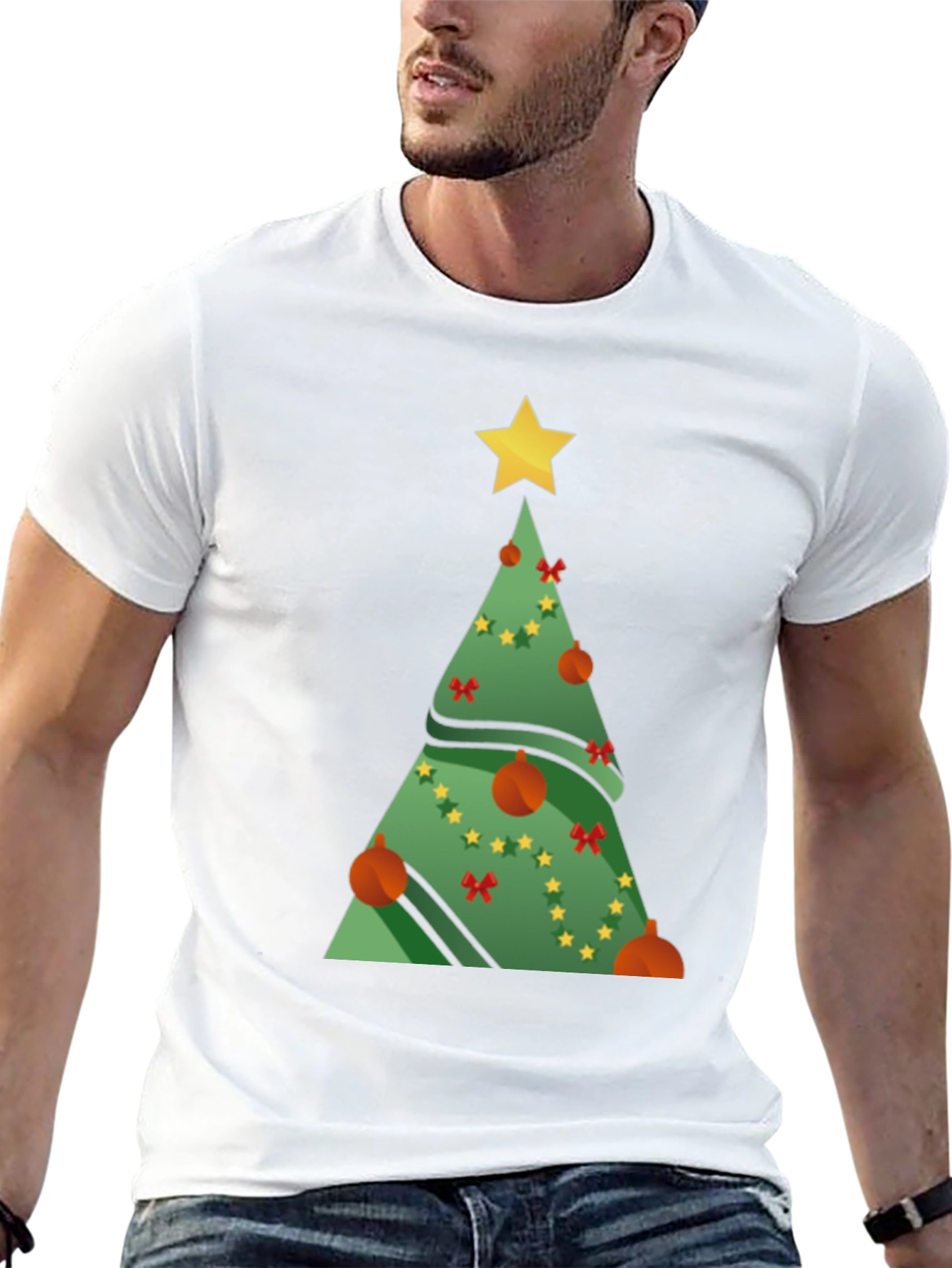 Camiseta Negra Árbol de Navidad Festivo