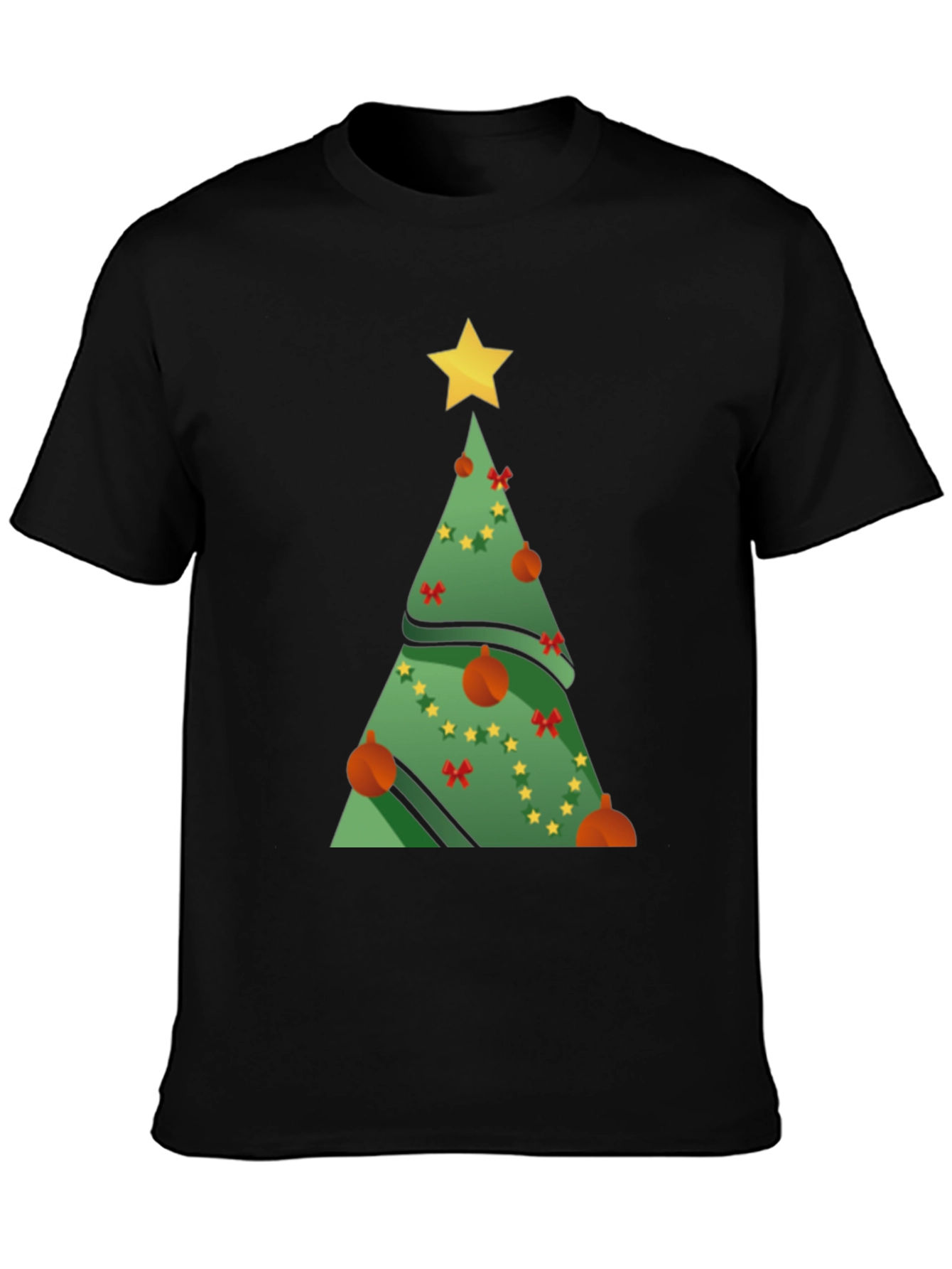 Camiseta Negra Árbol de Navidad Festivo