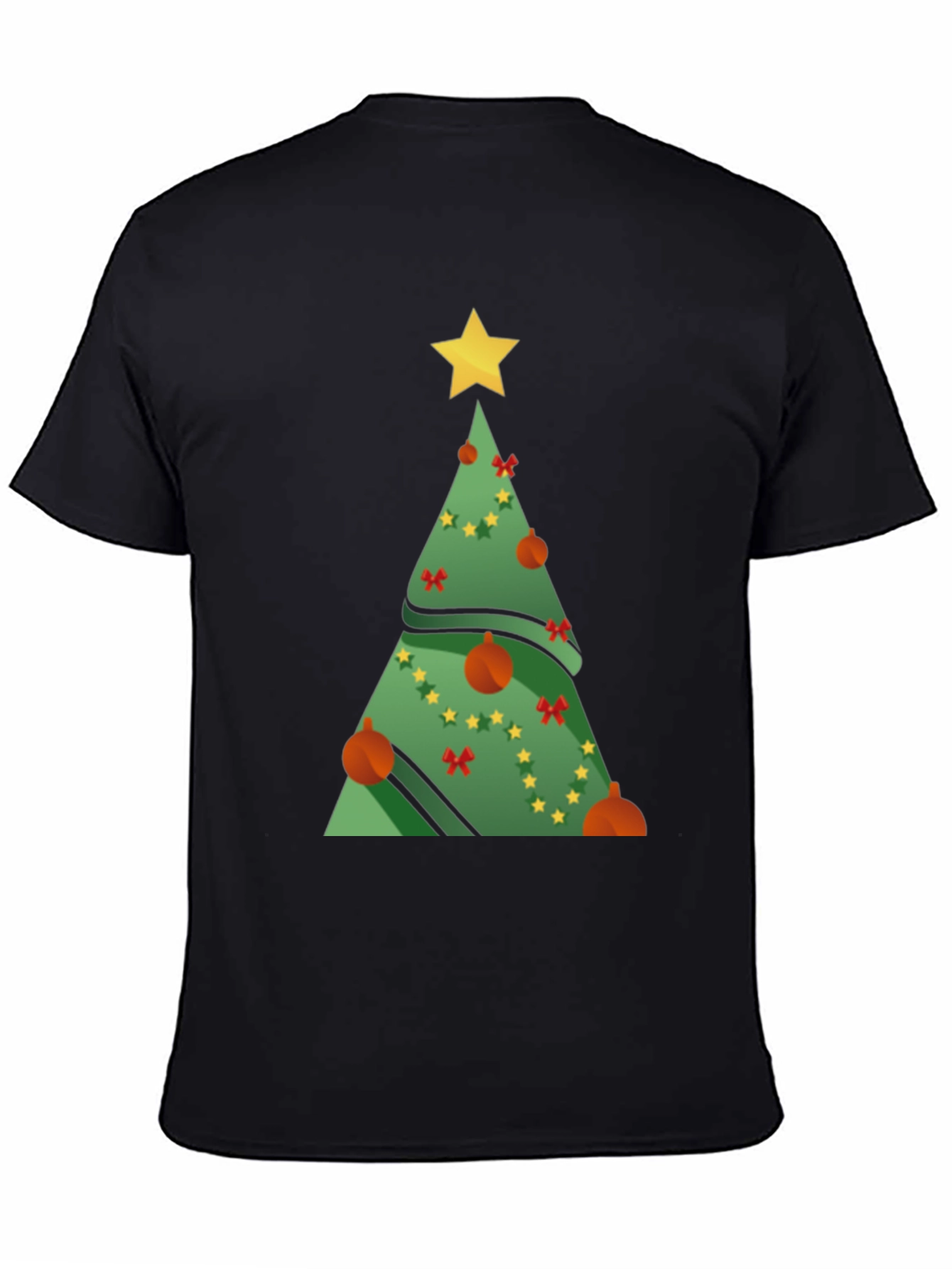 Camiseta Negra Árbol de Navidad Festivo