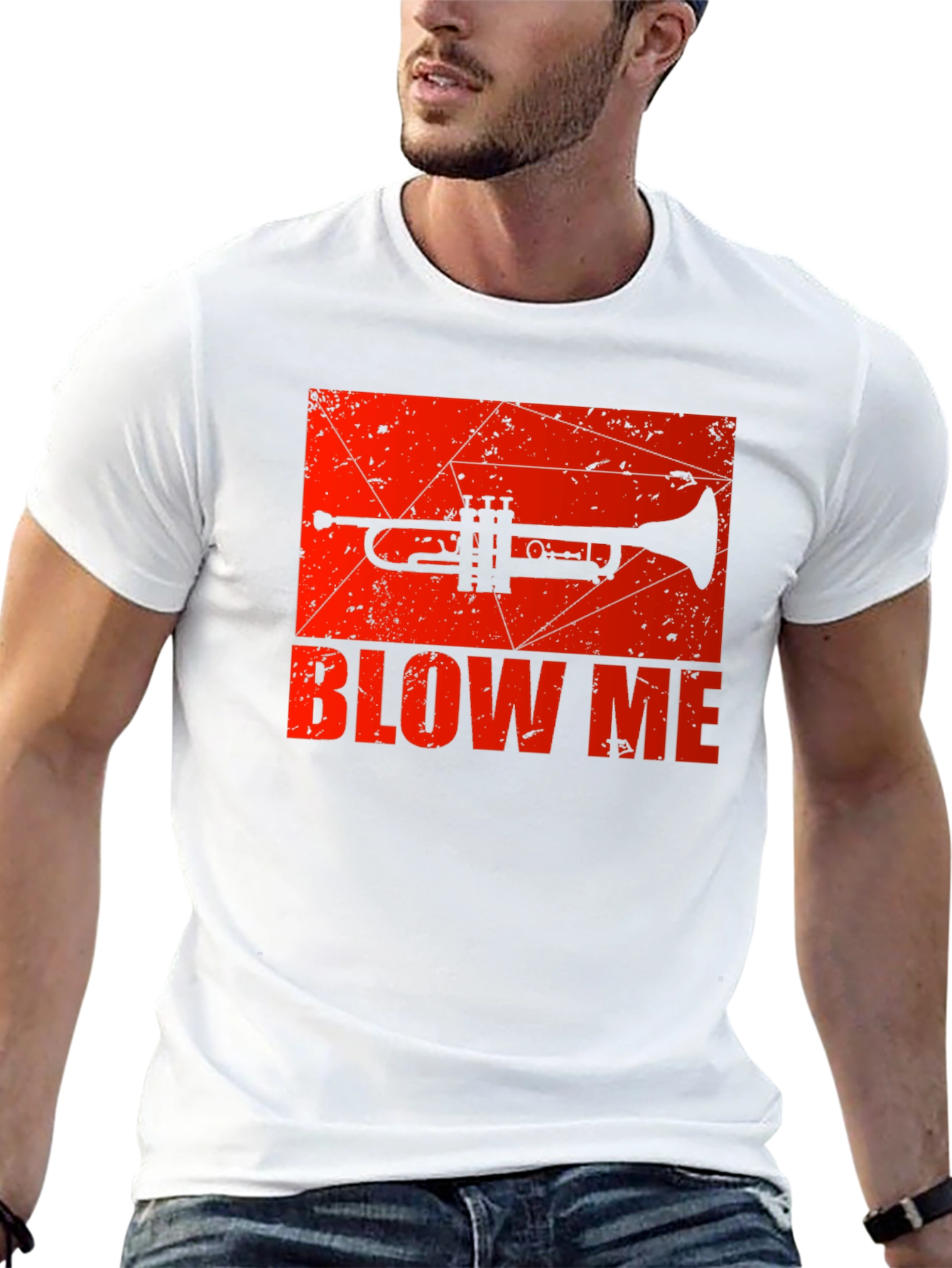 Camiseta Negra con Diseño de Trompeta Blow Me