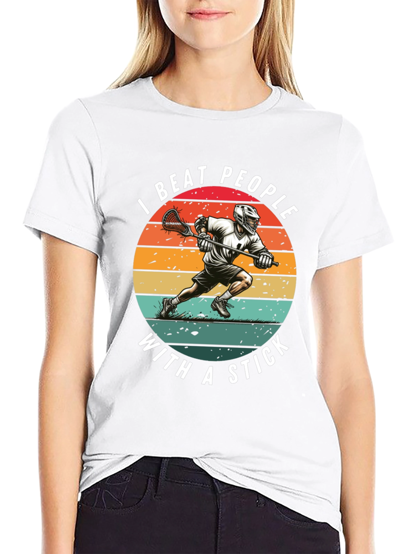 Camiseta Lacrosse: Golpeo a la Gente con un Palo
