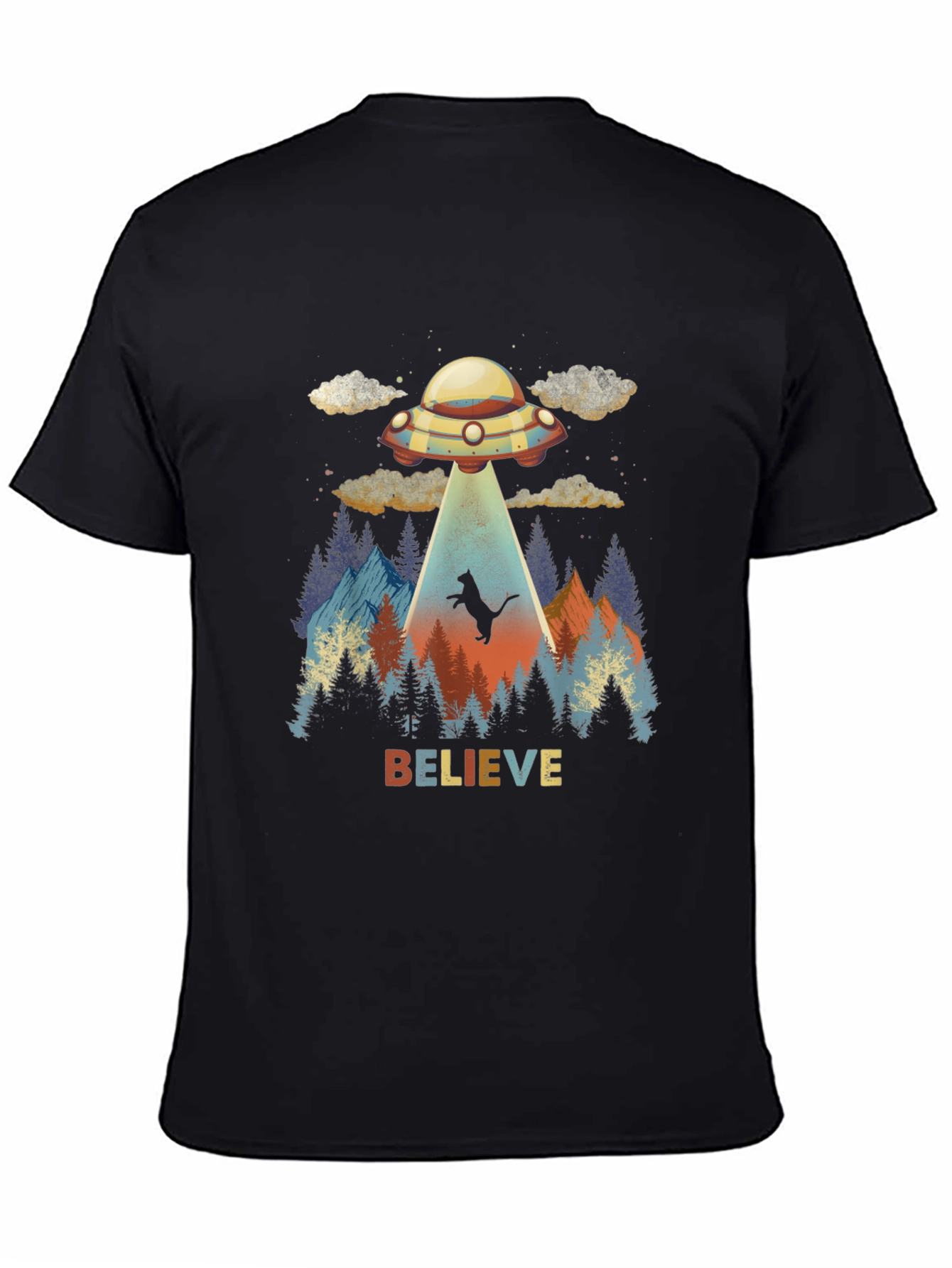 Camiseta OVNI abducción gato - Cree