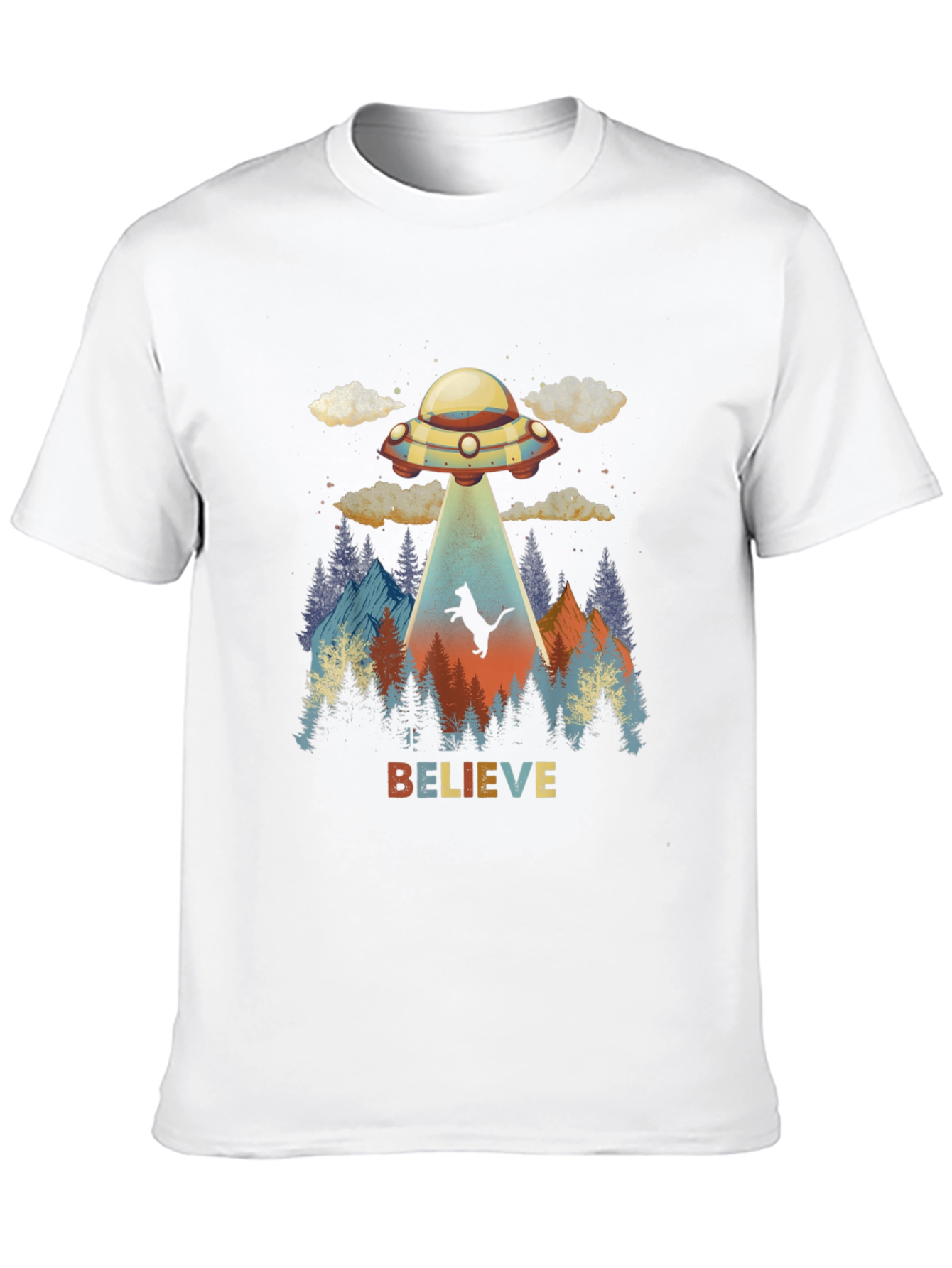 Camiseta OVNI abducción gato - Cree