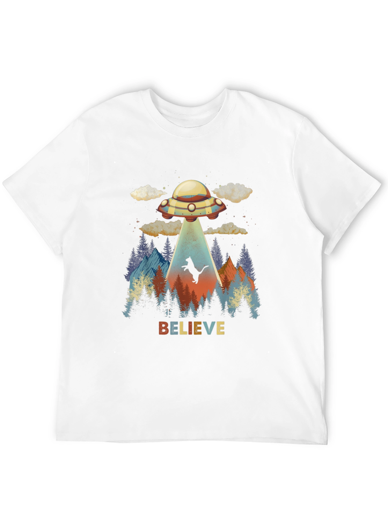 Camiseta OVNI abducción gato - Cree