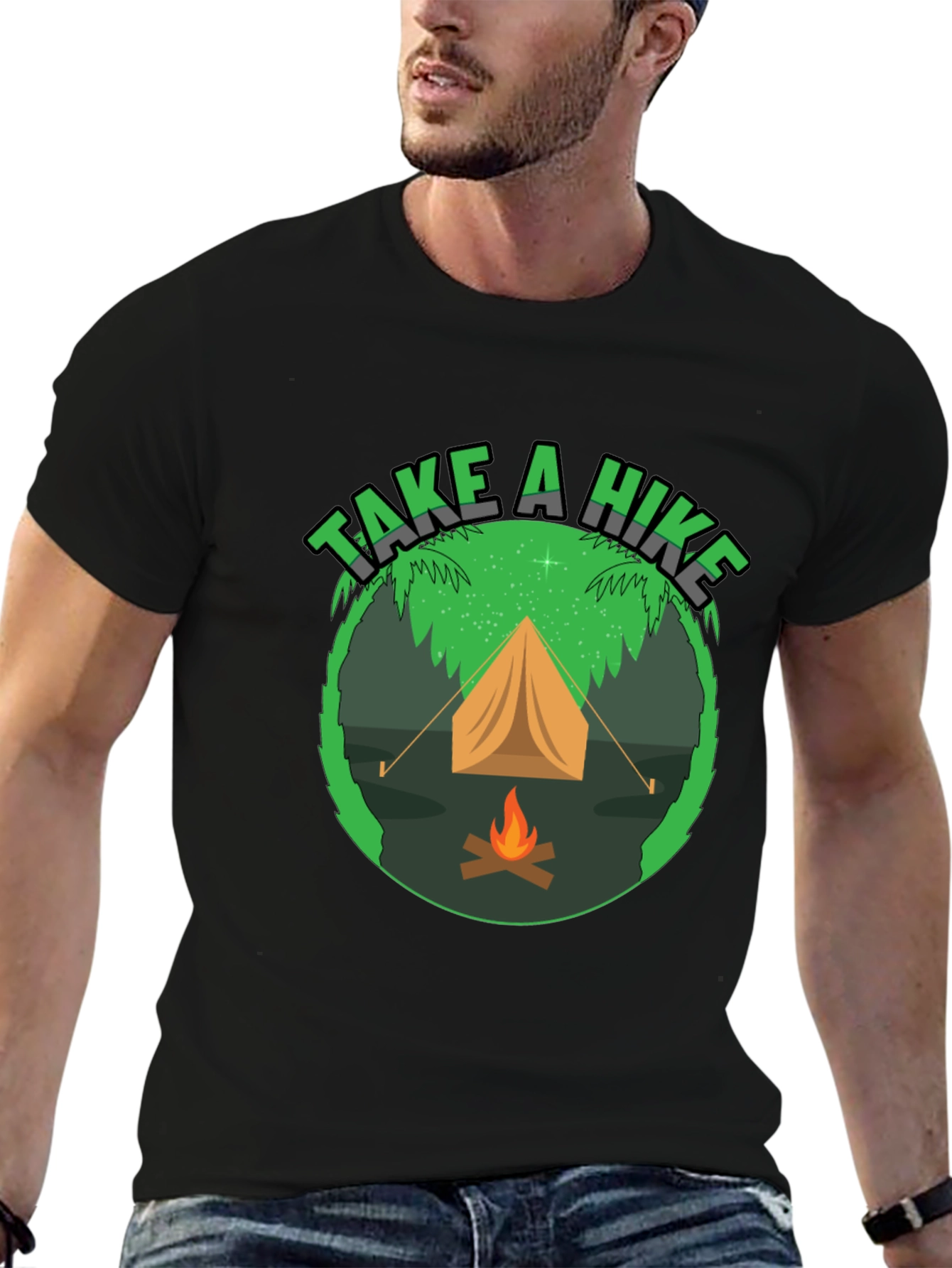 Camiseta Negra Take a Hike para Aventureros
