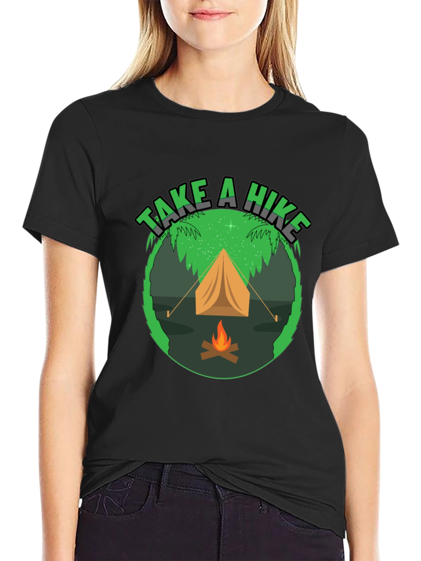 Camiseta Negra Take a Hike para Aventureros