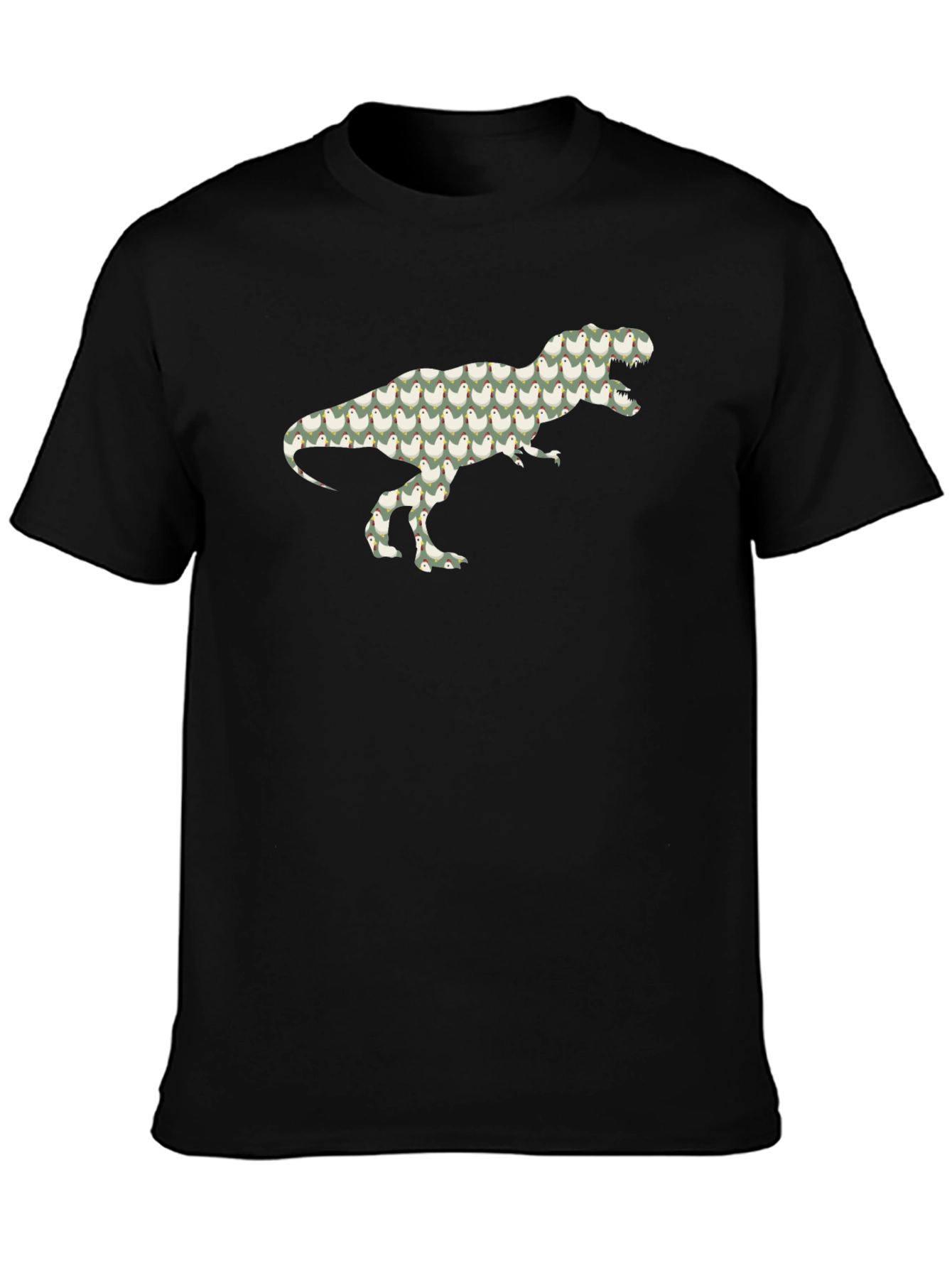 Camiseta Negra con Diseño de T-Rex de Pollitos