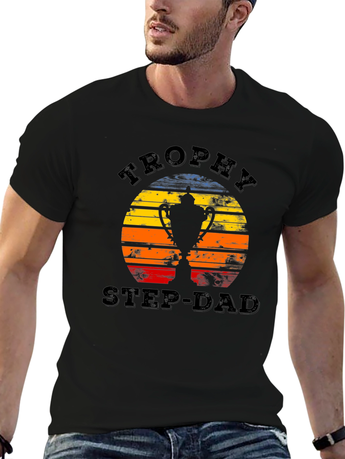 Camiseta Hombre Trophy Step-Dad Diseño Retro