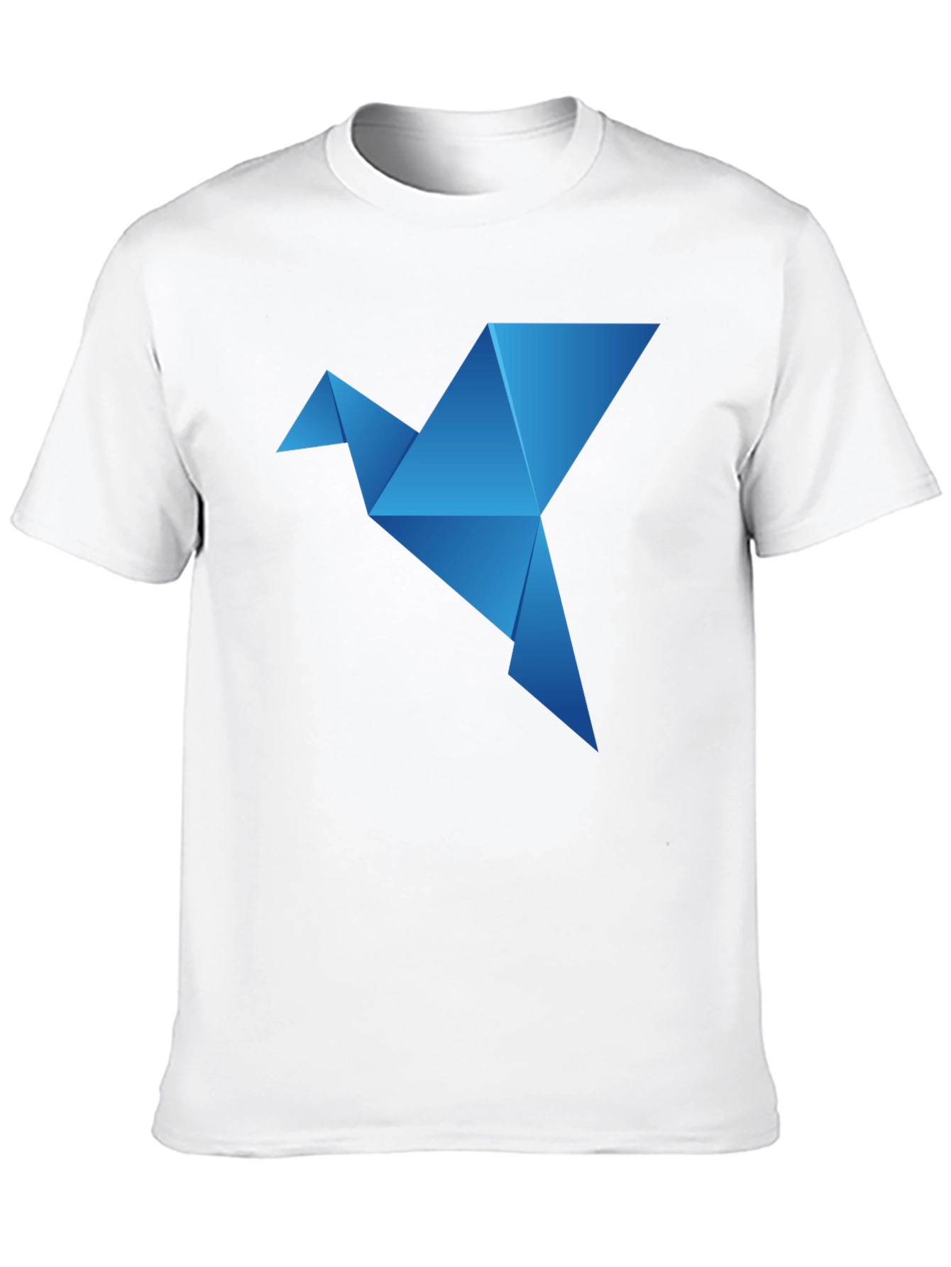 Camiseta Negra con Diseño de Pájaro Origami Azul