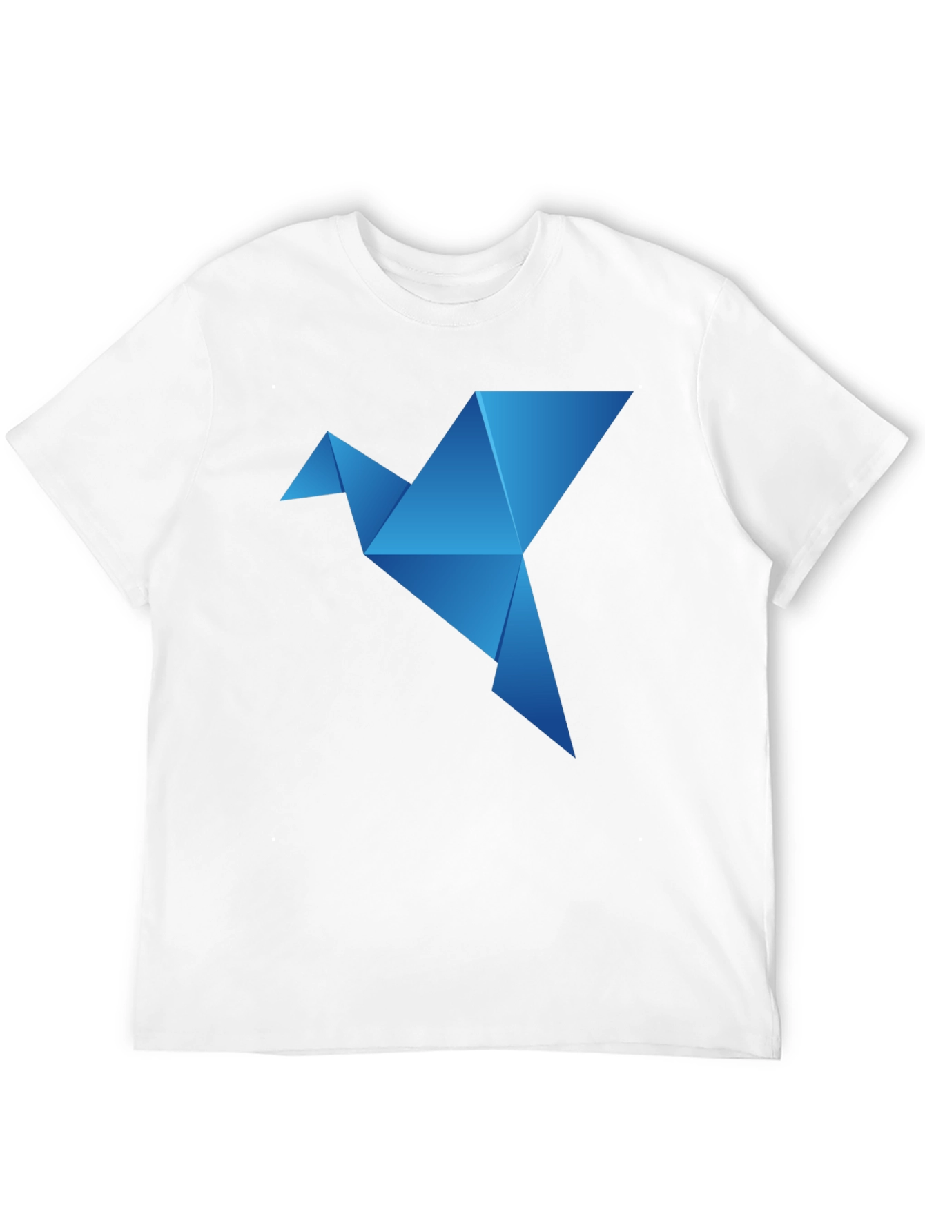 Camiseta Negra con Diseño de Pájaro Origami Azul