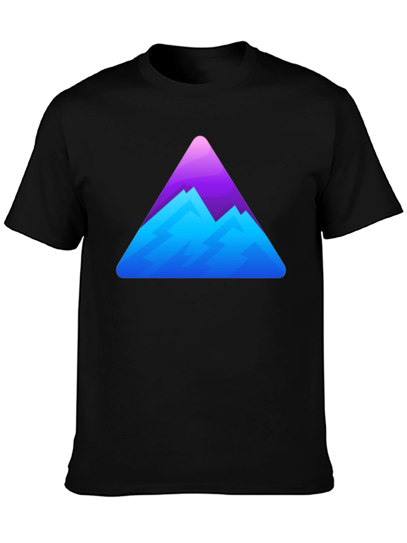 Camiseta Negra con Diseño de Montaña Abstracta