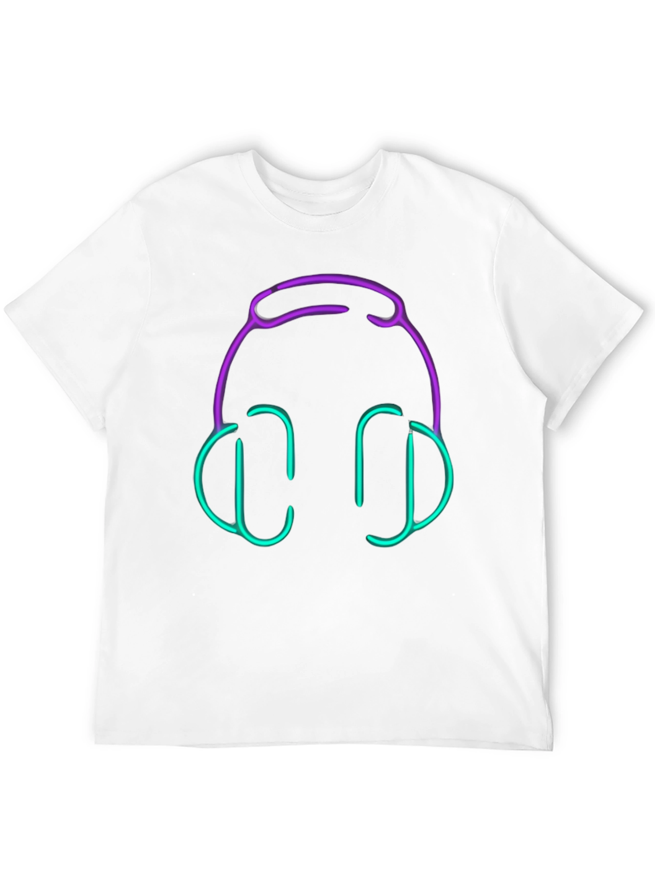 Camiseta Negra con Diseño de Auriculares Neón