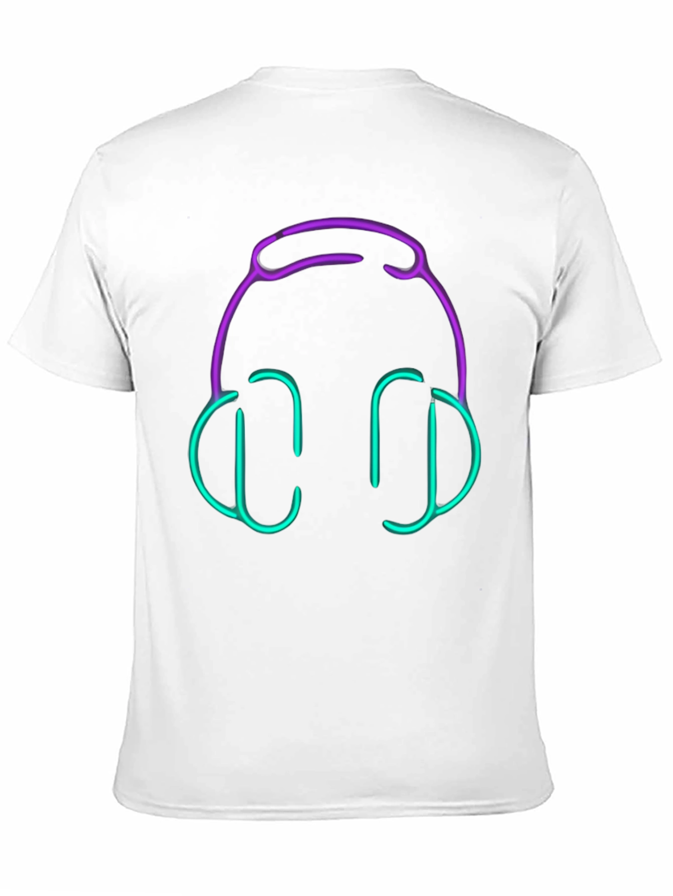 Camiseta Negra con Diseño de Auriculares Neón