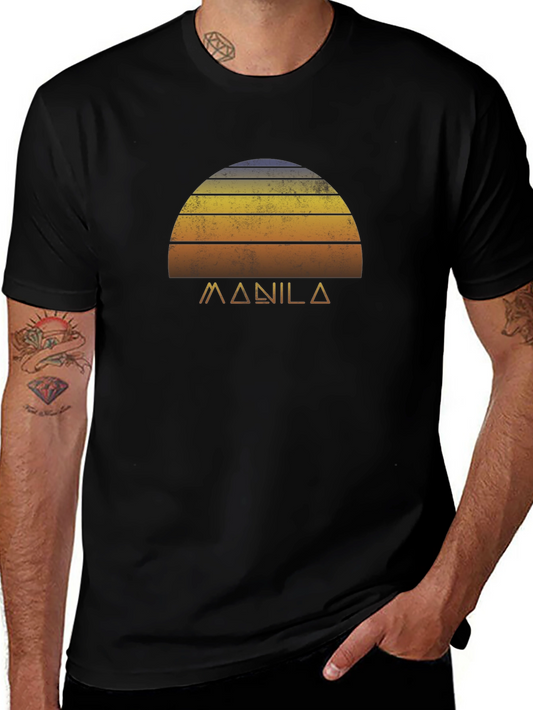 Camiseta Negra Retro Manila Sunset