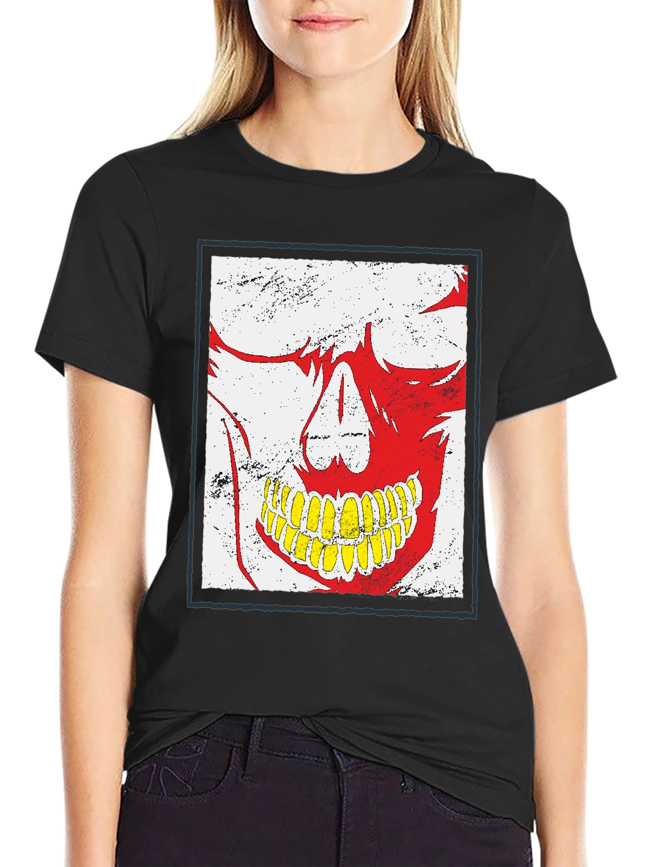 Camiseta Negra con Diseño de Calavera Distintivo