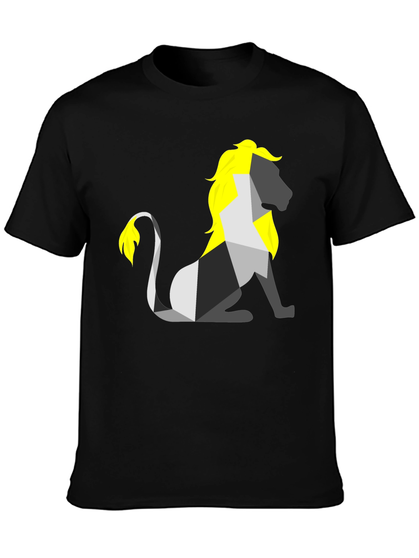Camiseta Negra con León Geométrico
