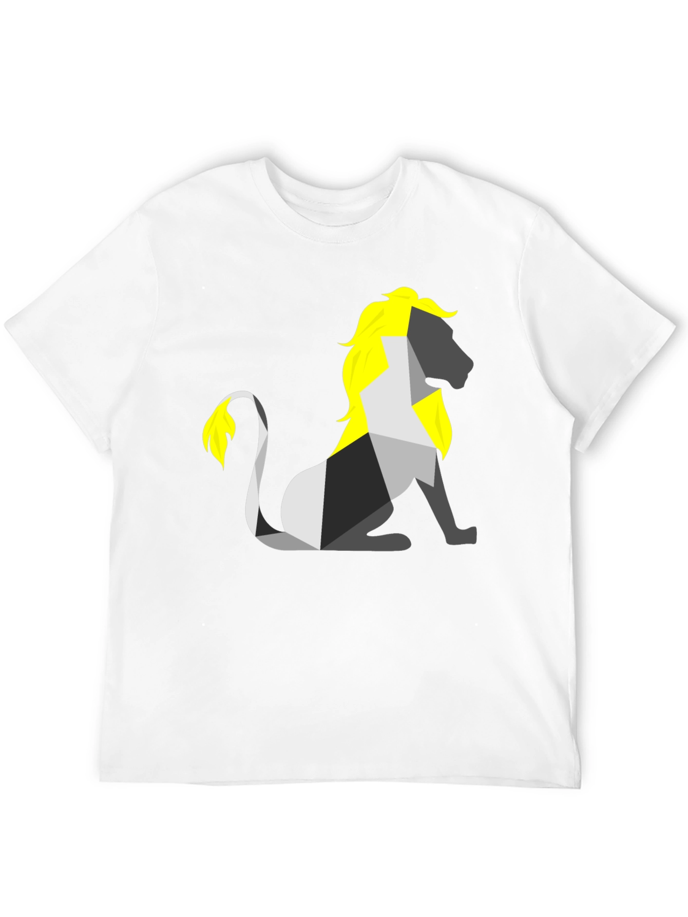 Camiseta Negra con León Geométrico