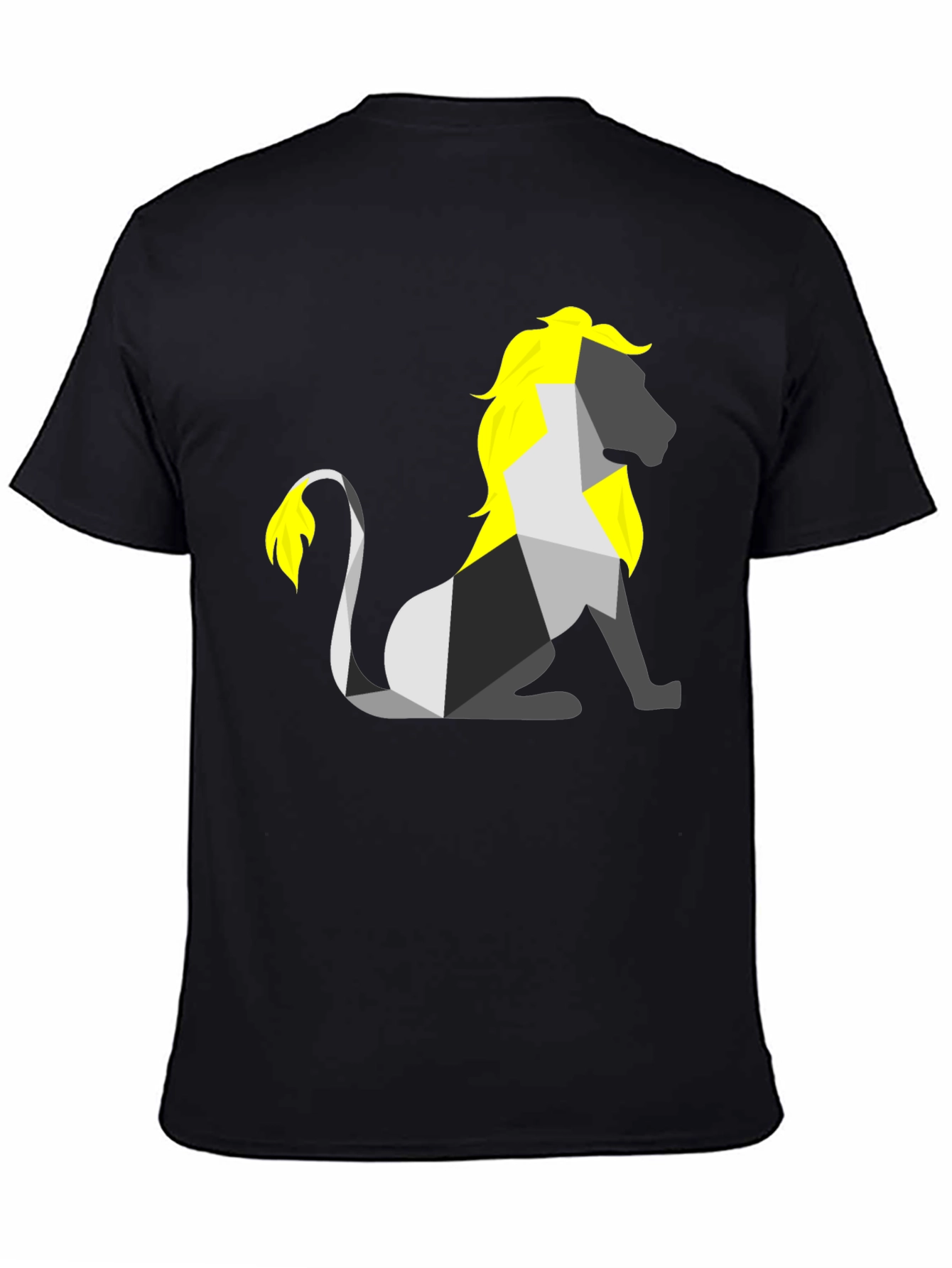 Camiseta Negra con León Geométrico
