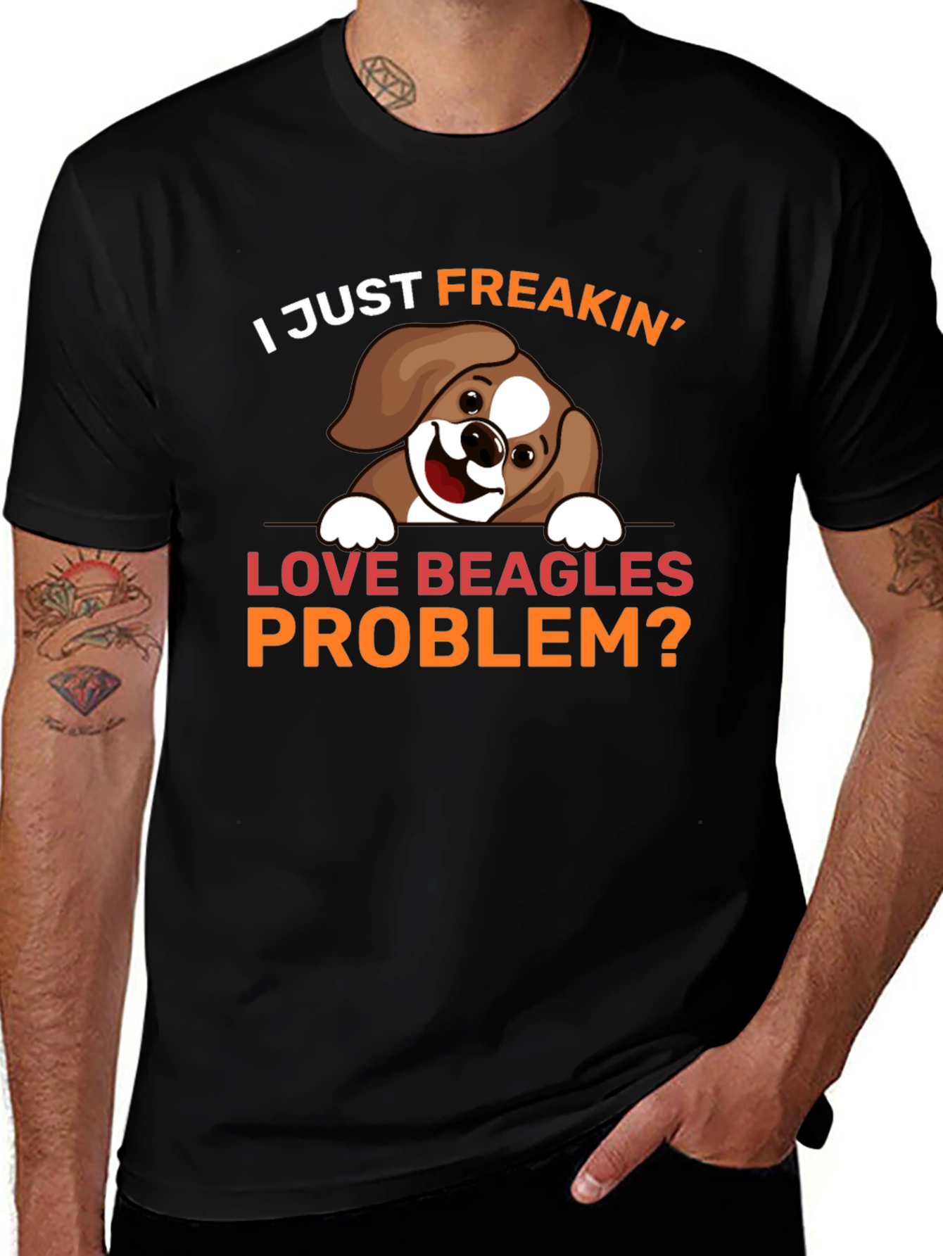 Camiseta Negra Amo Beagles ¿Algún Problema?