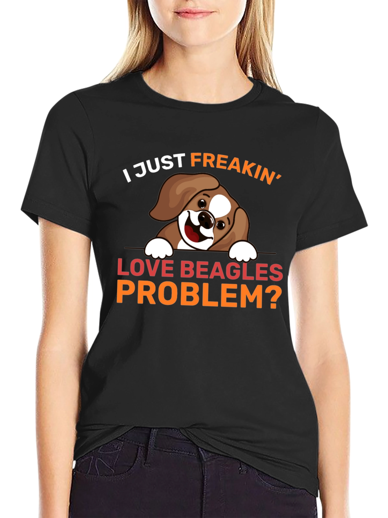 Camiseta Negra Amo Beagles ¿Algún Problema?