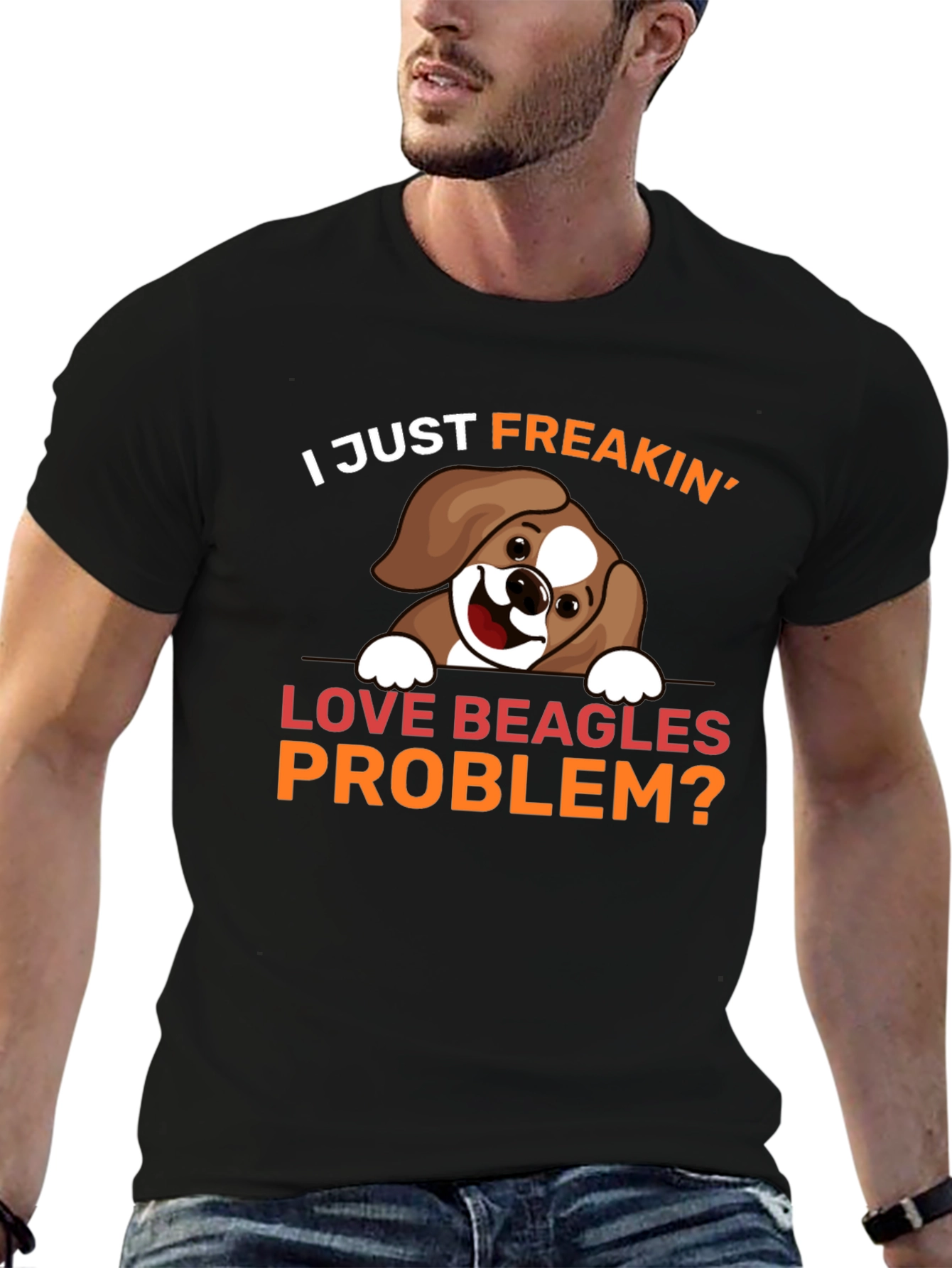 Camiseta Negra Amo Beagles ¿Algún Problema?