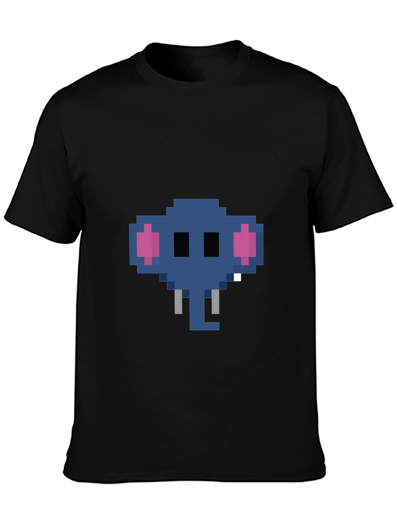 Camiseta Negra con Elefante Pixelado