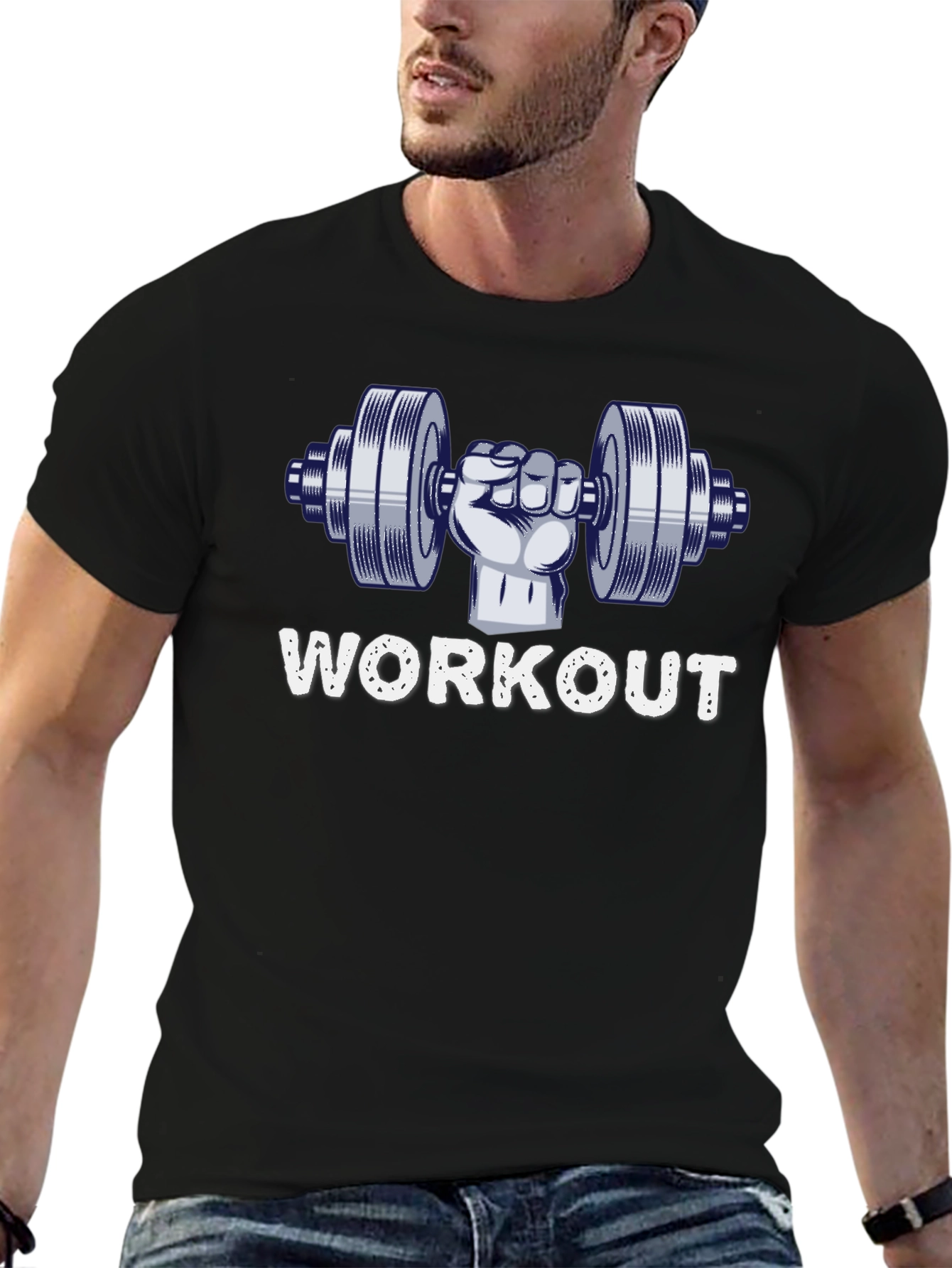 Camiseta Negra Hombre Diseño Workout Gym