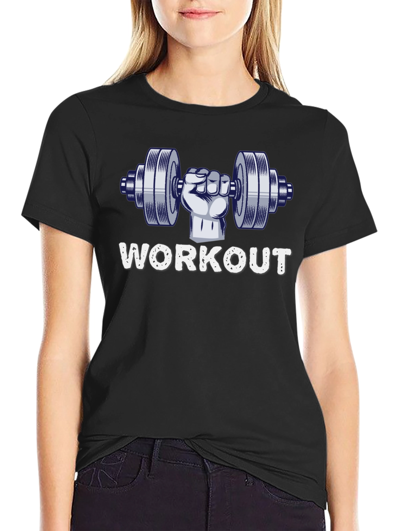 Camiseta Negra Hombre Diseño Workout Gym