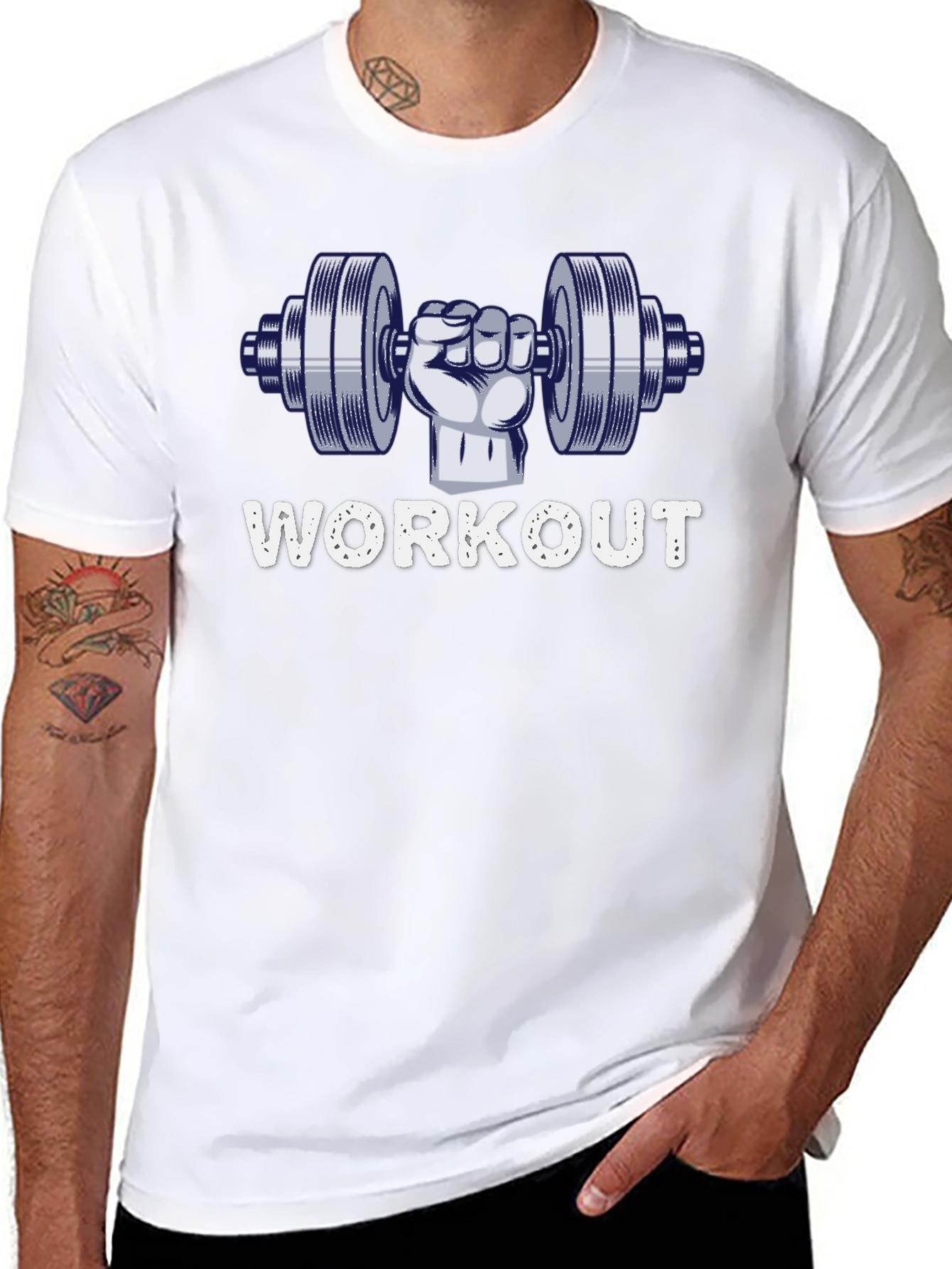Camiseta Negra Hombre Diseño Workout Gym