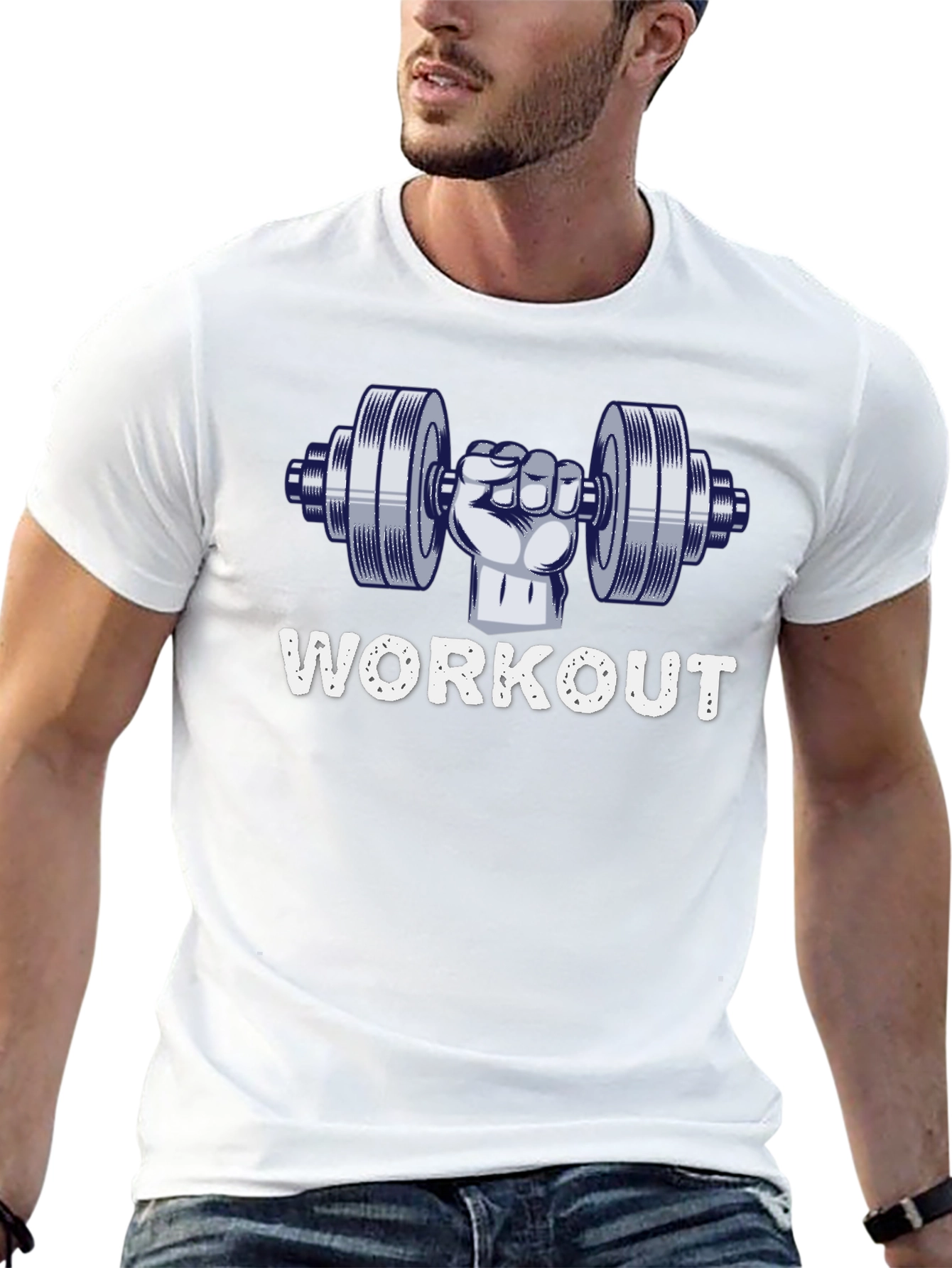 Camiseta Negra Hombre Diseño Workout Gym