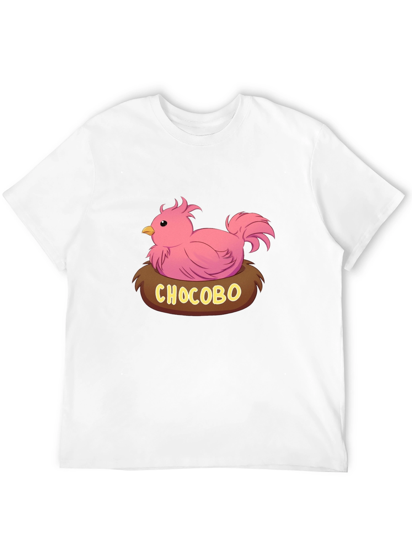 Camiseta Negra con Diseño Chocobo Rosa