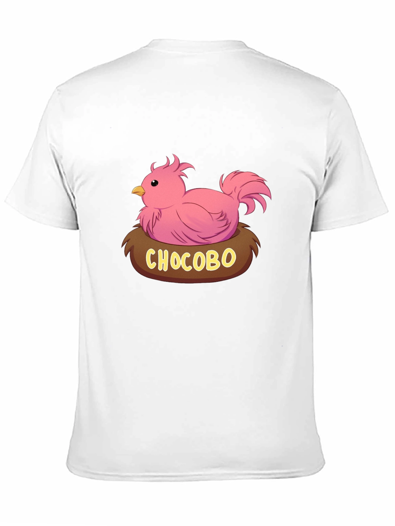 Camiseta Negra con Diseño Chocobo Rosa