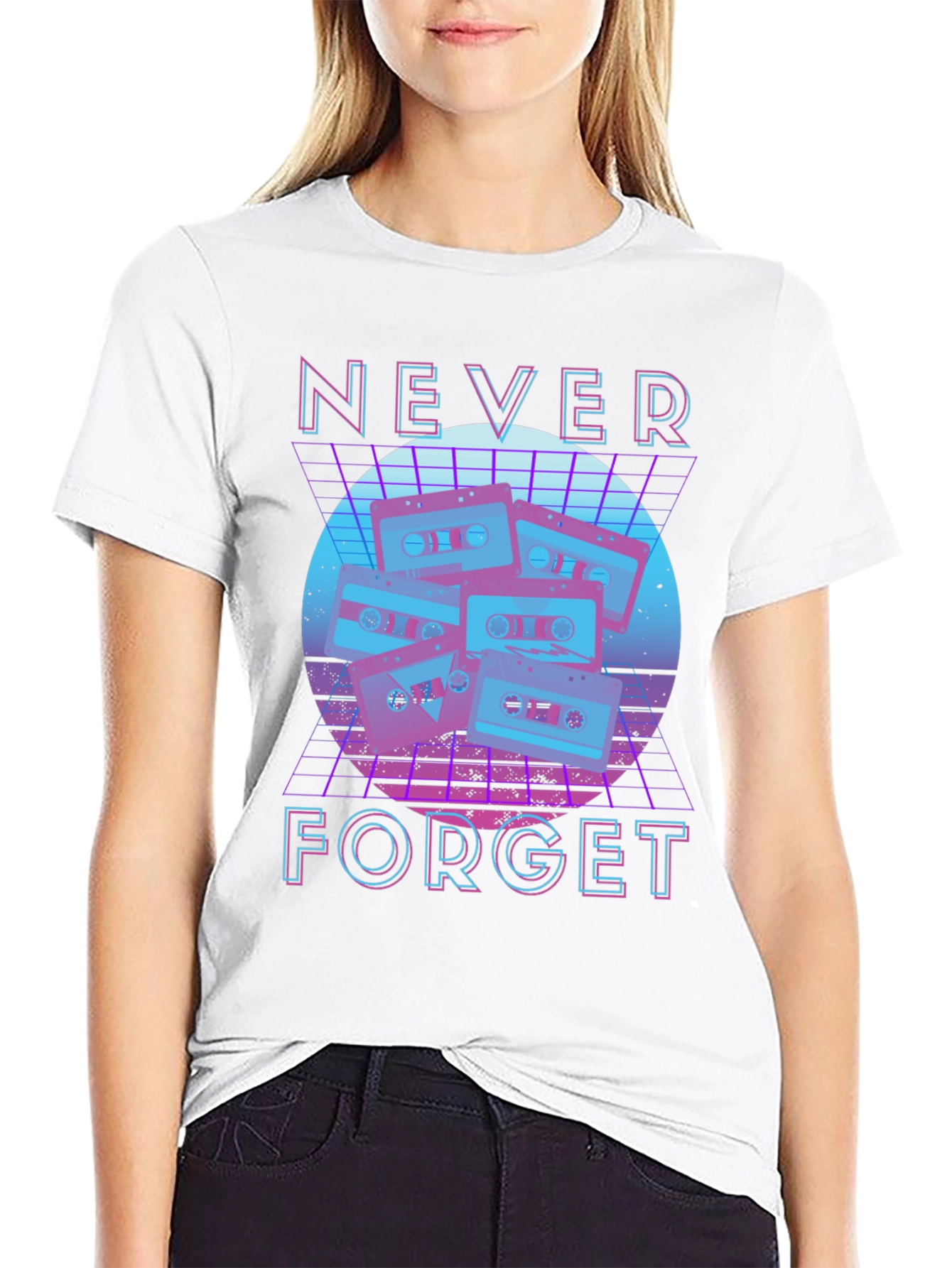 Camiseta Negra Retro Never Forget Cassettes