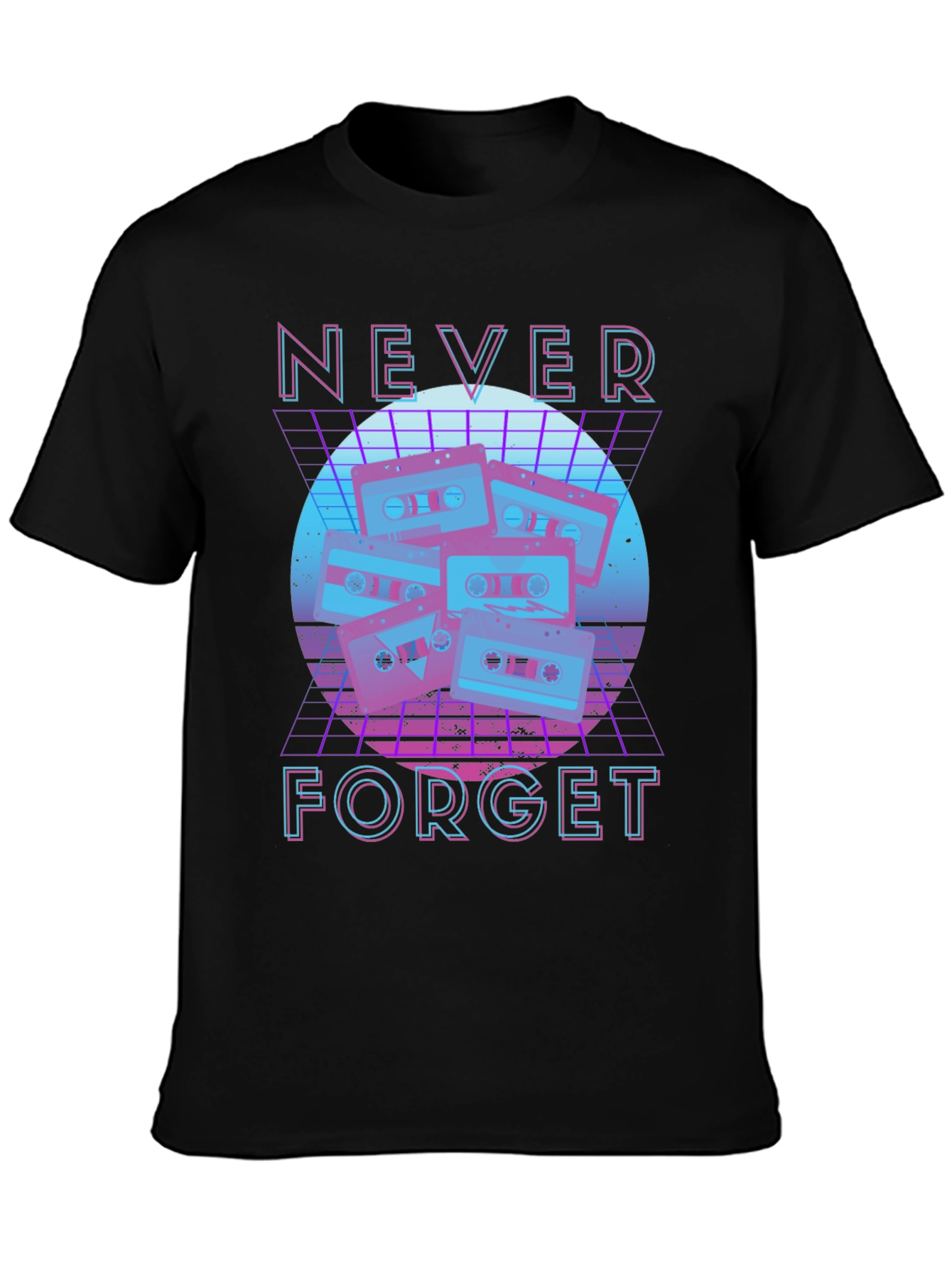 Camiseta Negra Retro Never Forget Cassettes