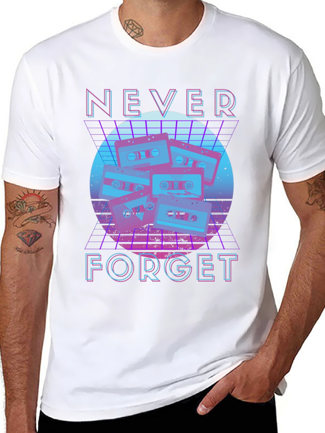 Camiseta Negra Retro Never Forget Cassettes