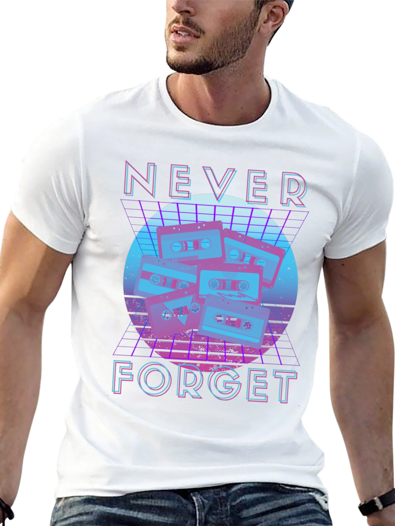 Camiseta Negra Retro Never Forget Cassettes