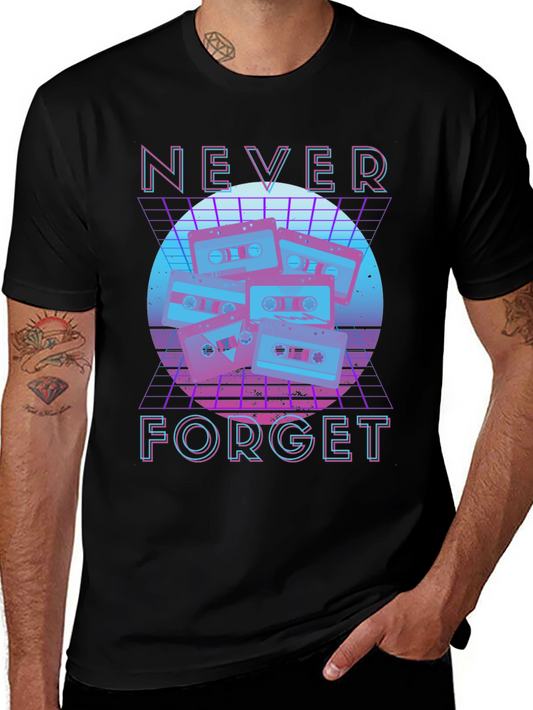 Camiseta Negra Retro Never Forget Cassettes