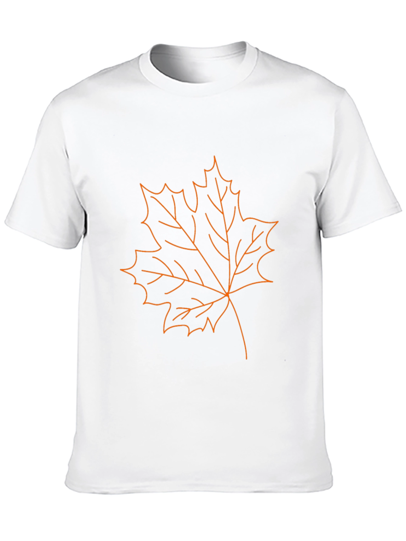 Camiseta Negra Hombre Diseño Hoja de Arce Naranja