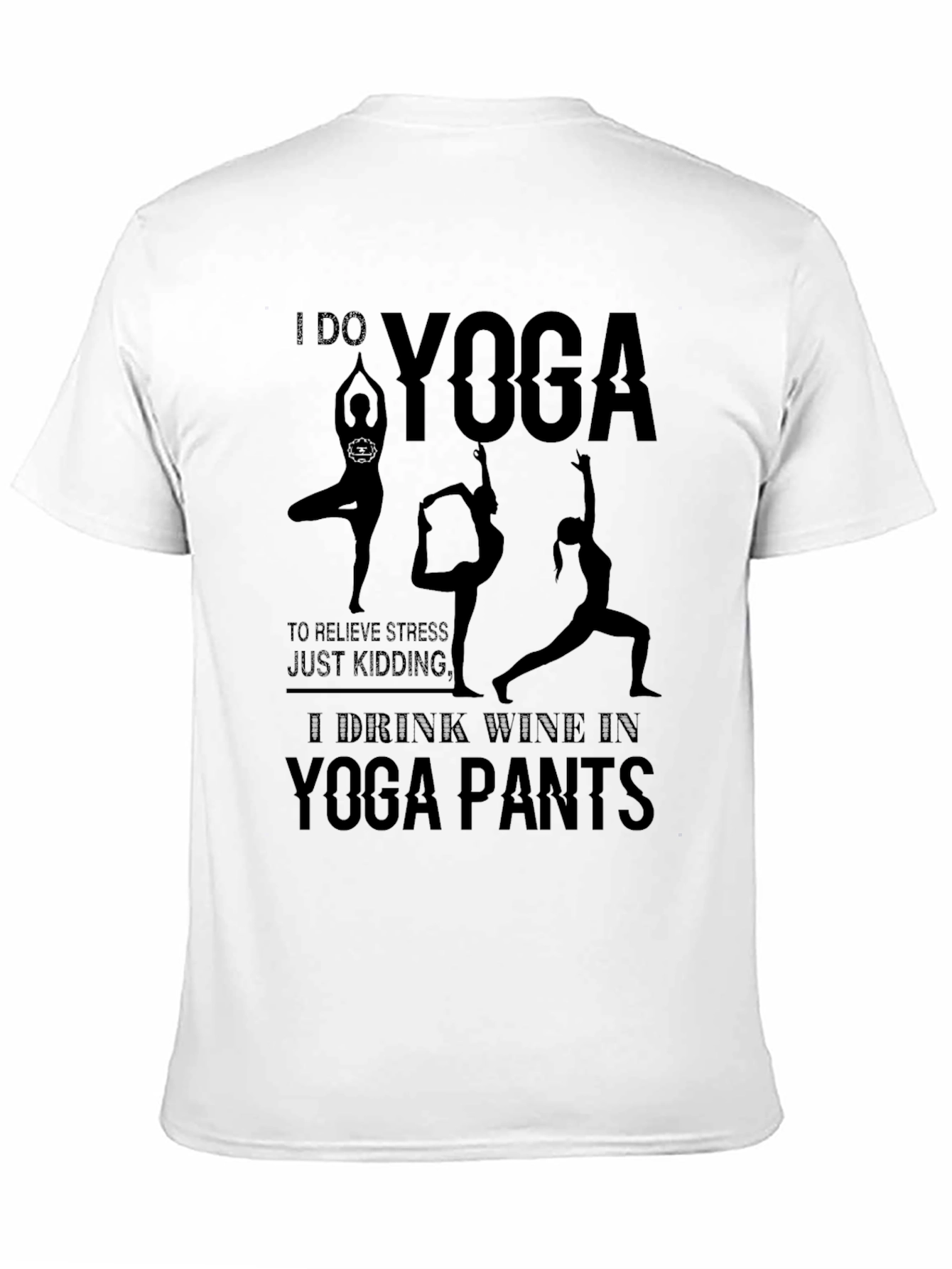 Camiseta Negra Yoga & Vino: Relax con Humor