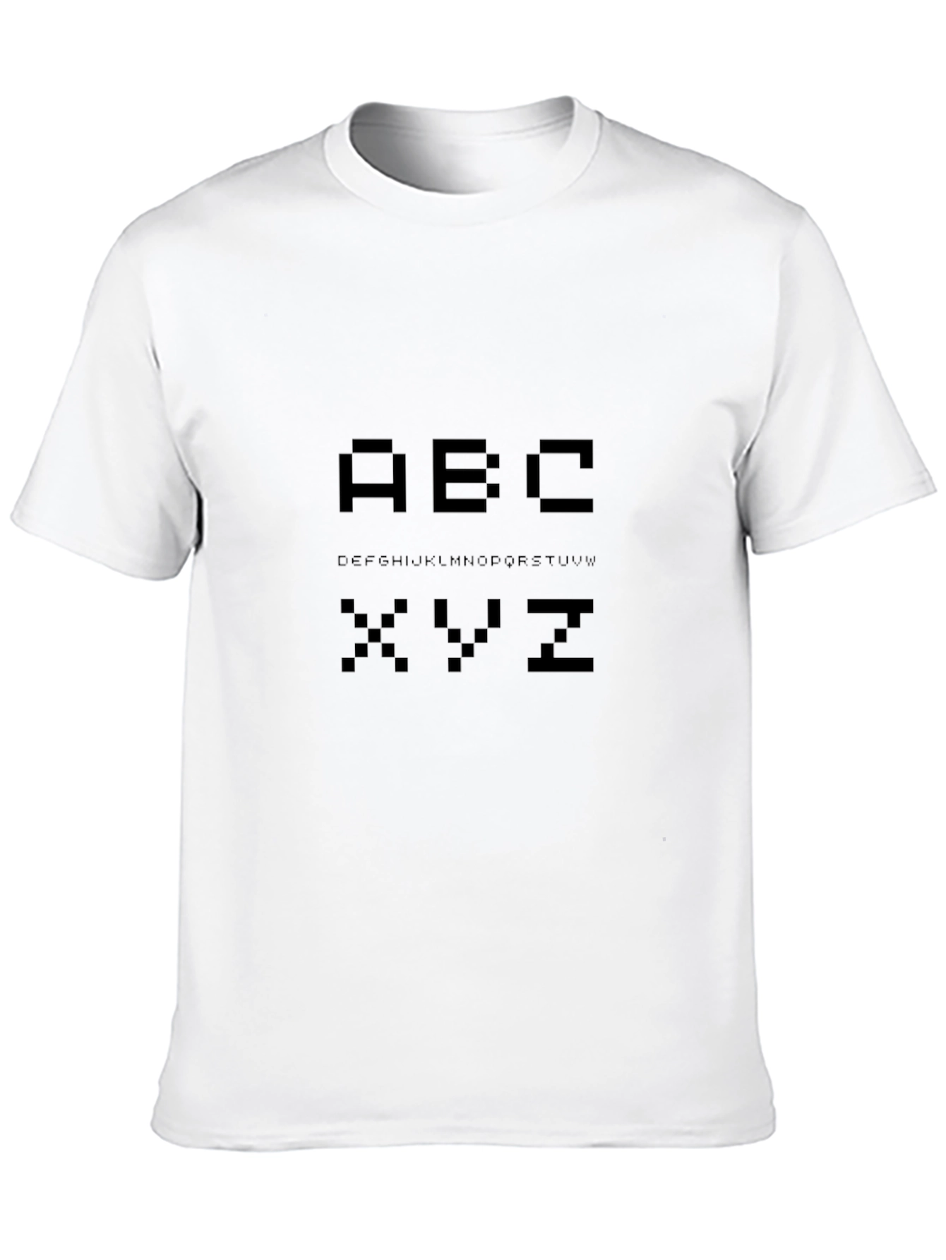 Camiseta Negra Pixelada con Alfabeto