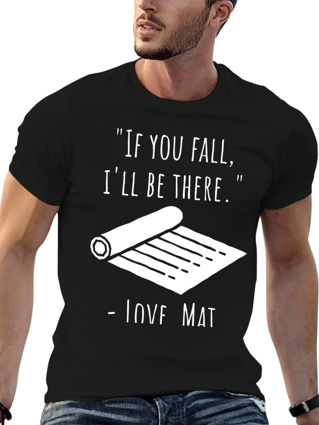 Camiseta Negra con Estampado Divertido Love Mat