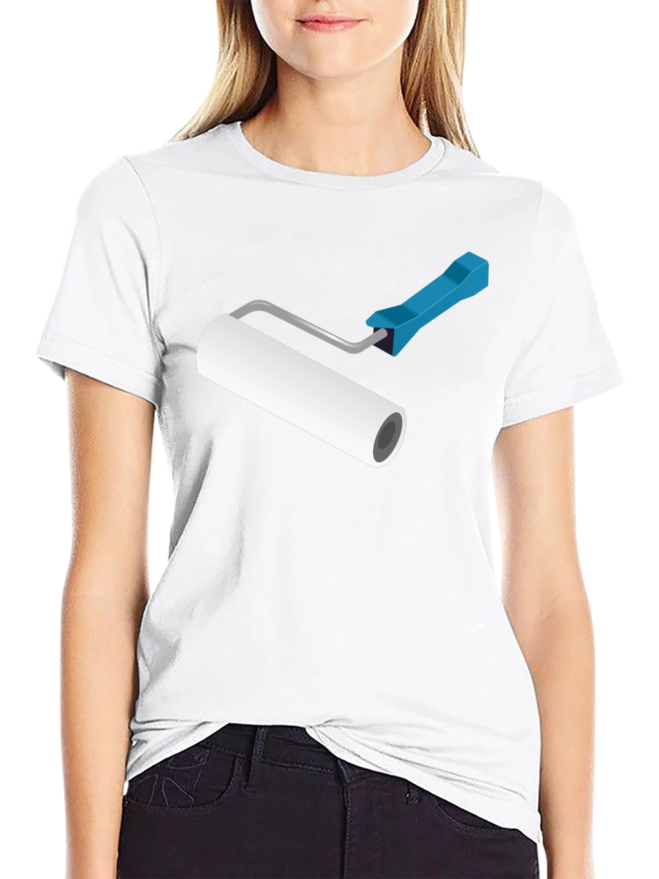 Camiseta Negra con Rodillo de Pintura
