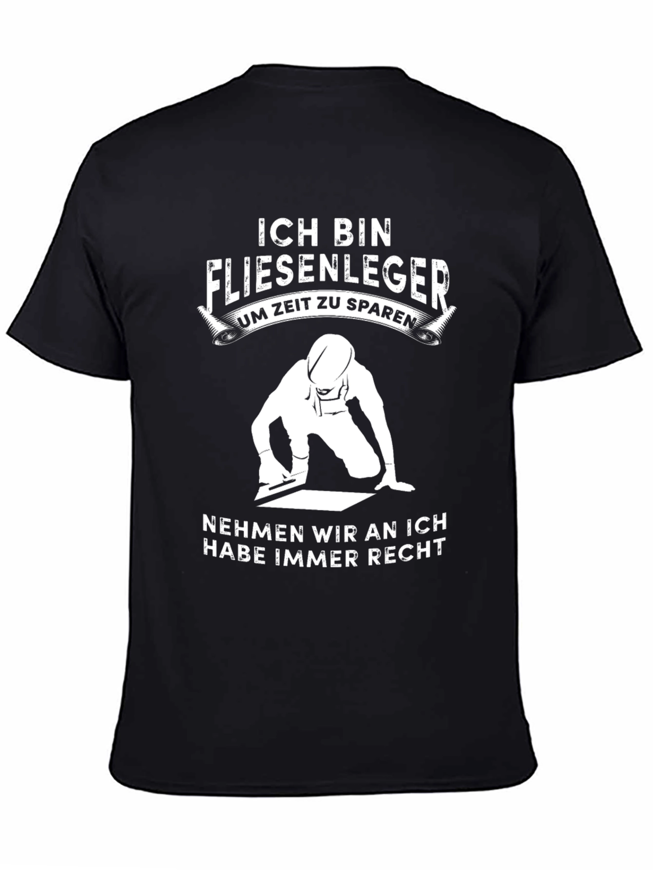Camiseta Hombre Negra Ich Bin Fliesenleger