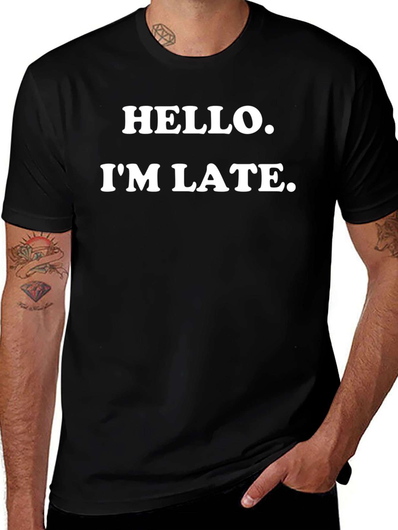 Camiseta Negra: Hola Llego Tarde - Divertida y Casual