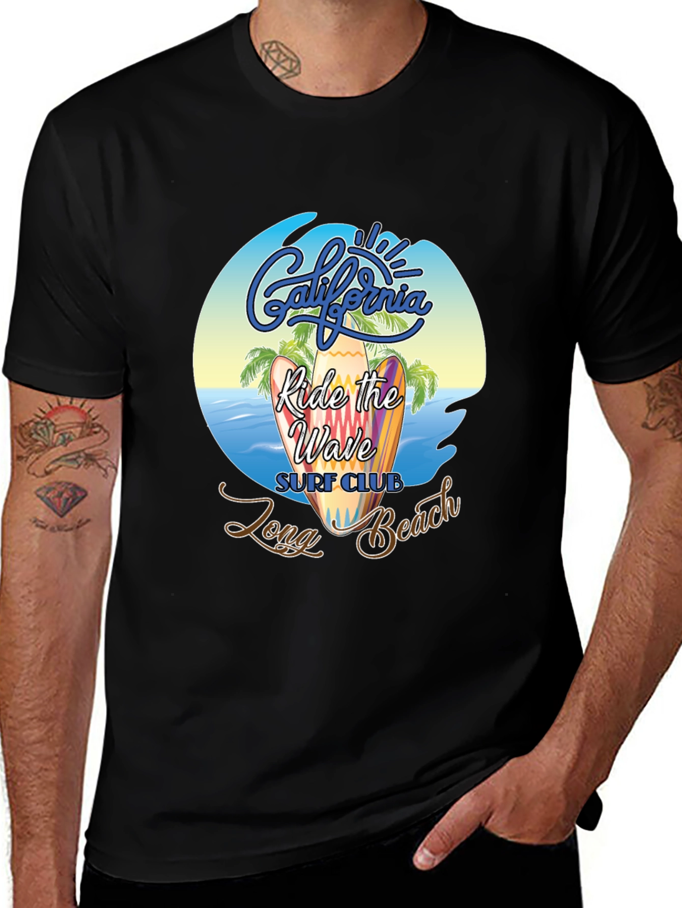 Camiseta Negra Surf Club California