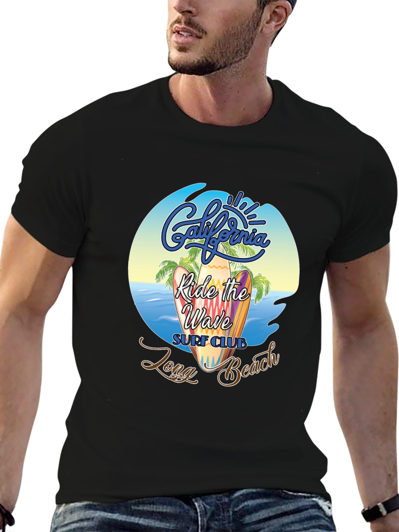 Camiseta Negra Surf Club California