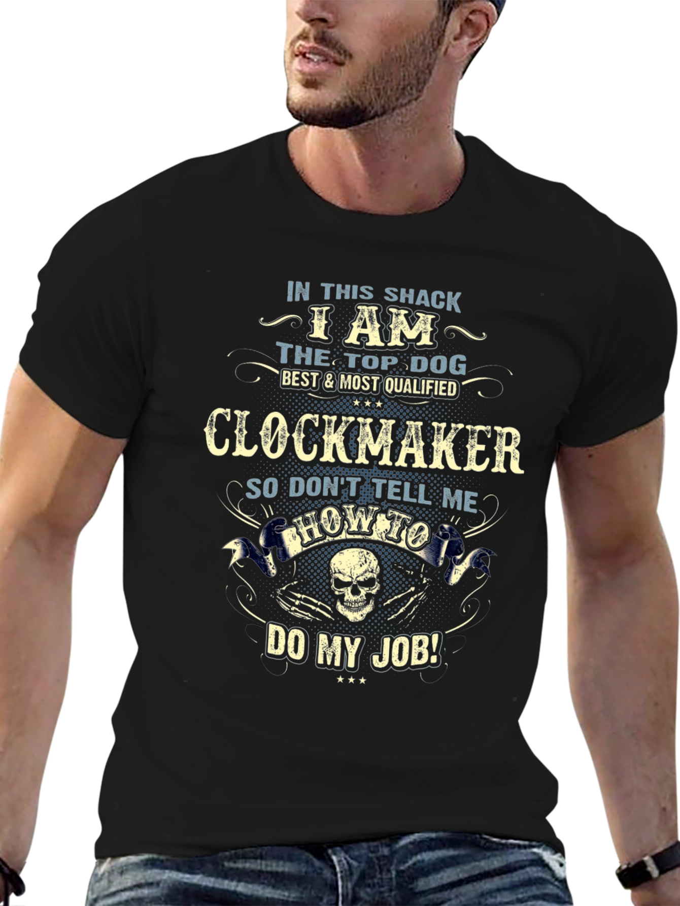 Camiseta Negra Clockmaker: El Mejor en mi Taller