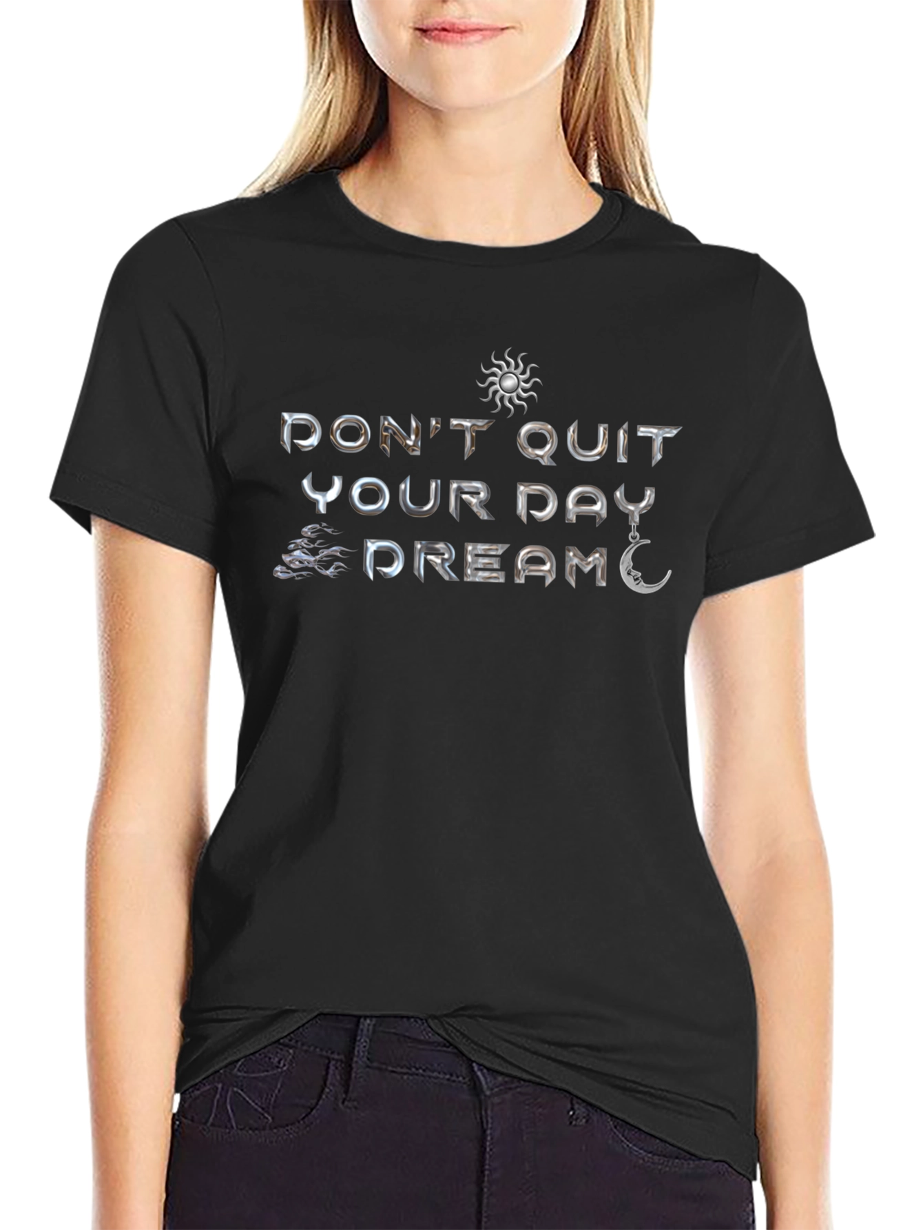 Camiseta Negra Motivacional: No Renuncies a Tu Sueño