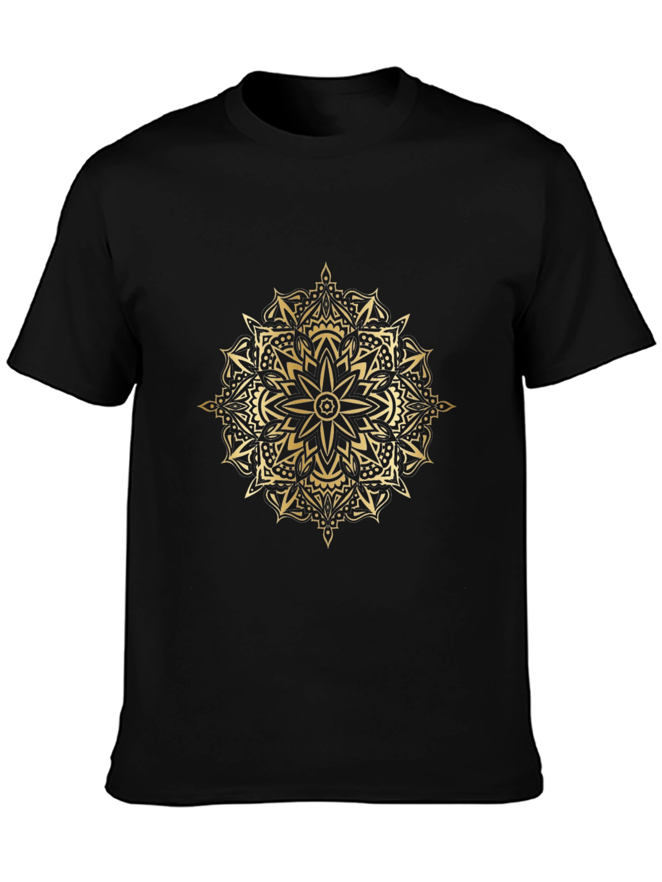 Camiseta Negra Mandala Dorada Hombre