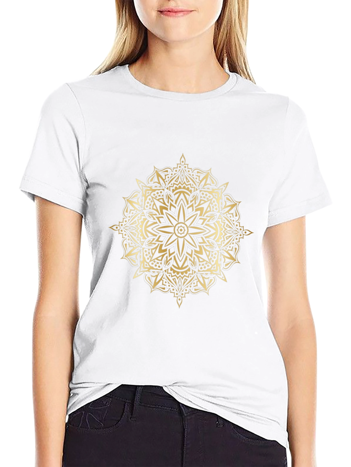 Camiseta Negra Mandala Dorada Hombre